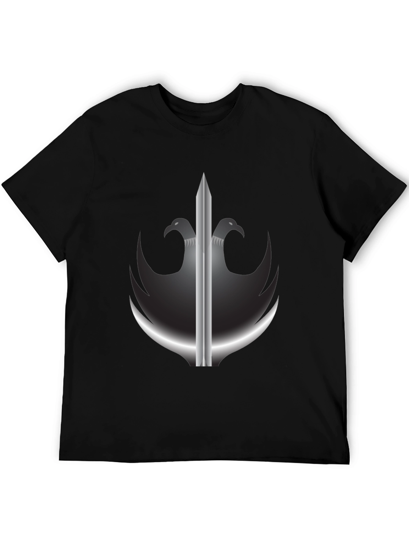 Black T-Shirt with Sword & Eagle Crest Graphic