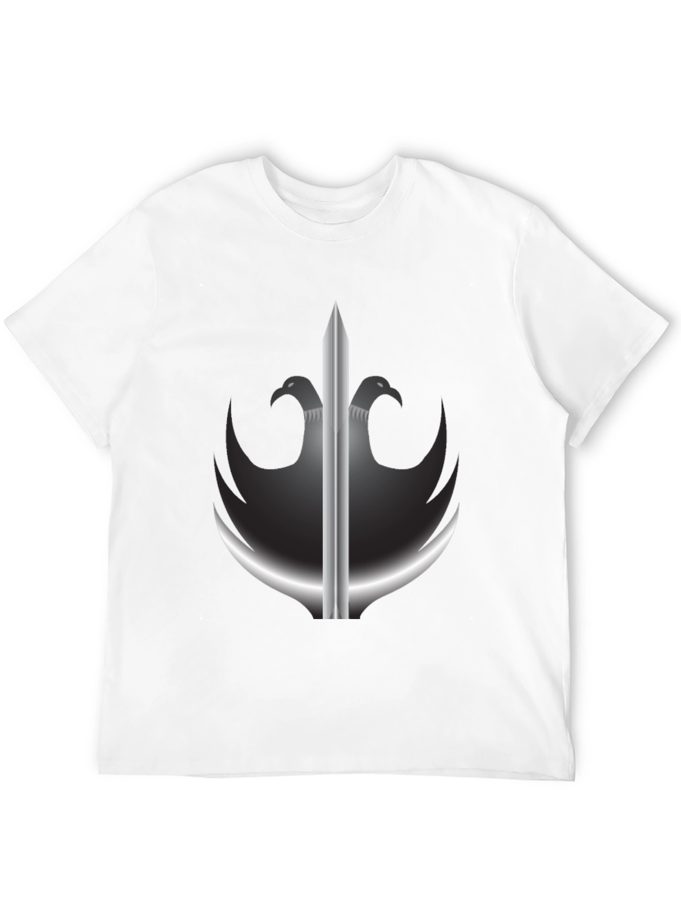 Black T-Shirt with Sword & Eagle Crest Graphic