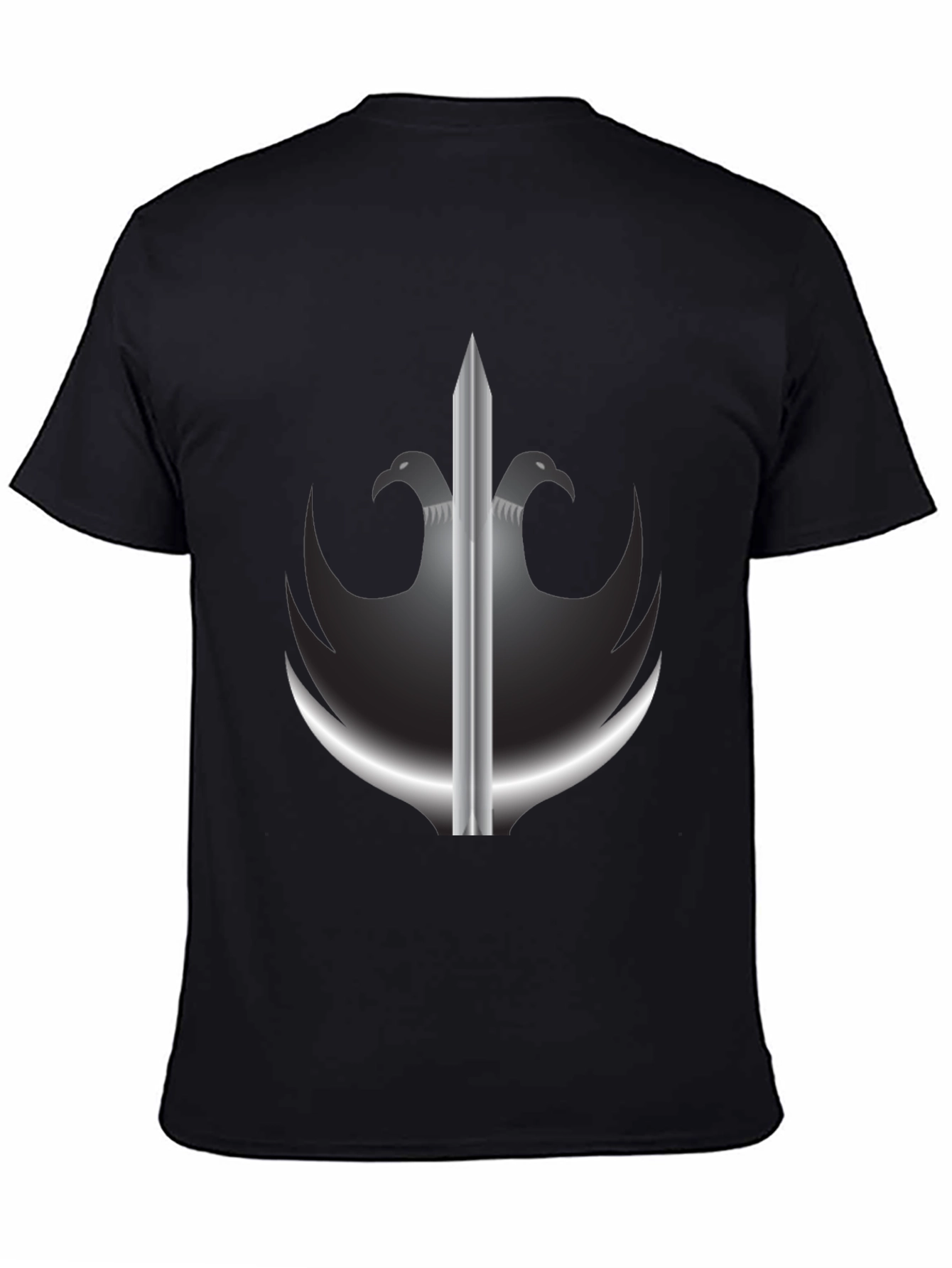 Black T-Shirt with Sword & Eagle Crest Graphic