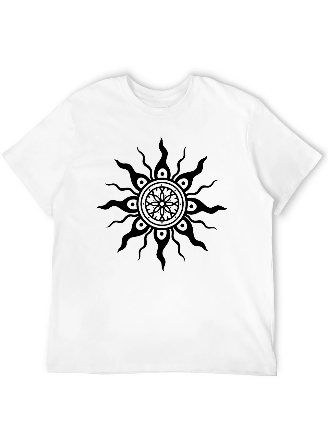 Black Sun Mandala Graphic Tee - Stylish Comfort