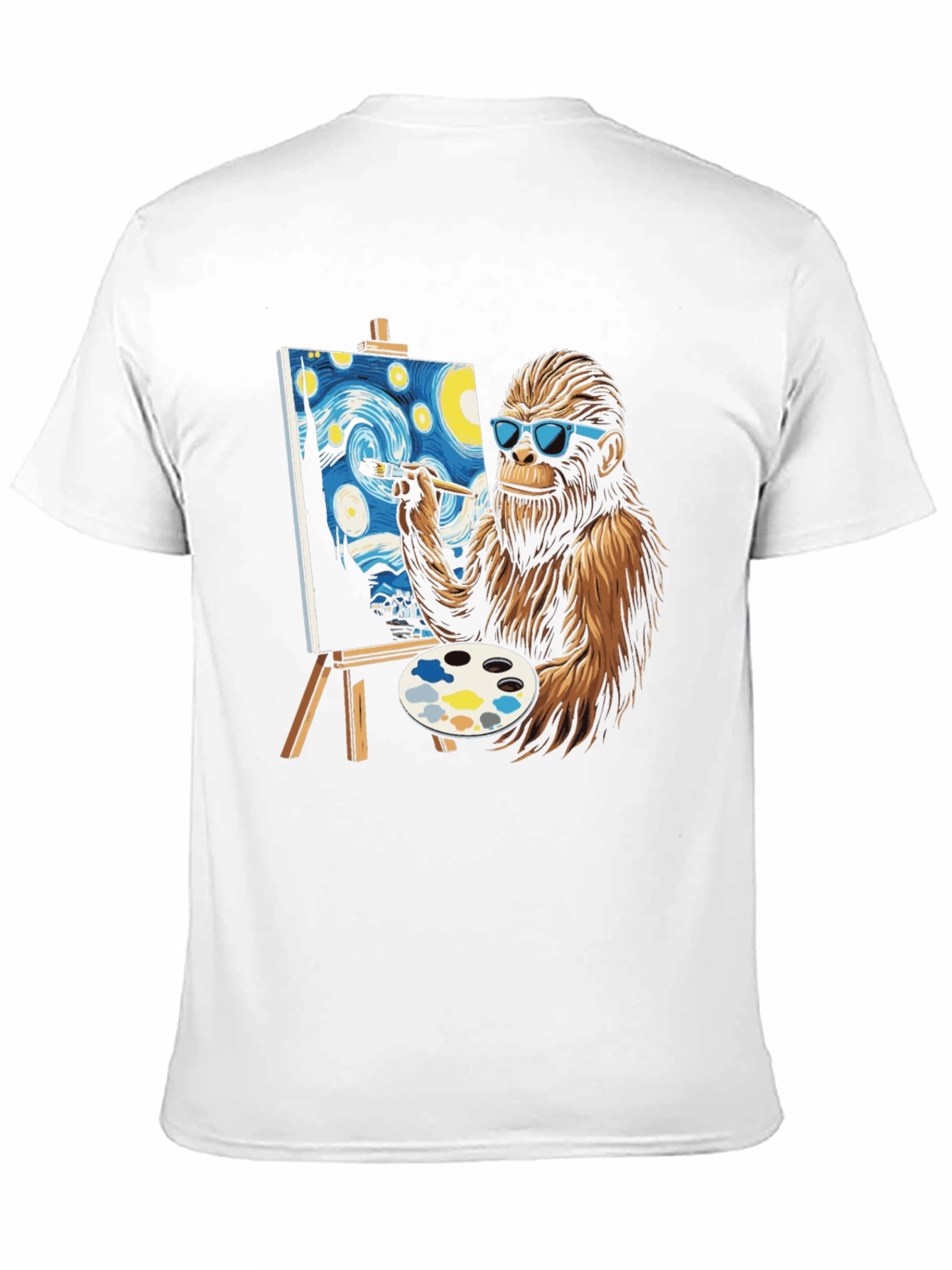 Bigfoot Painting Starry Night T-Shirt