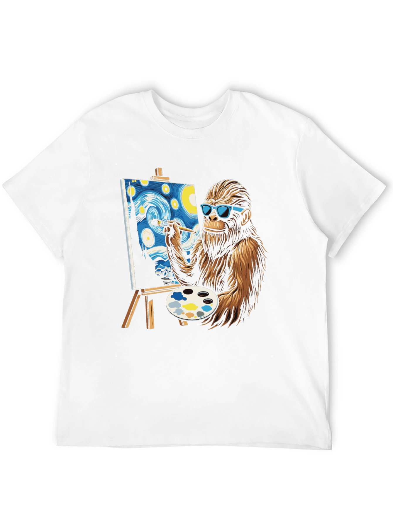 Bigfoot Painting Starry Night T-Shirt