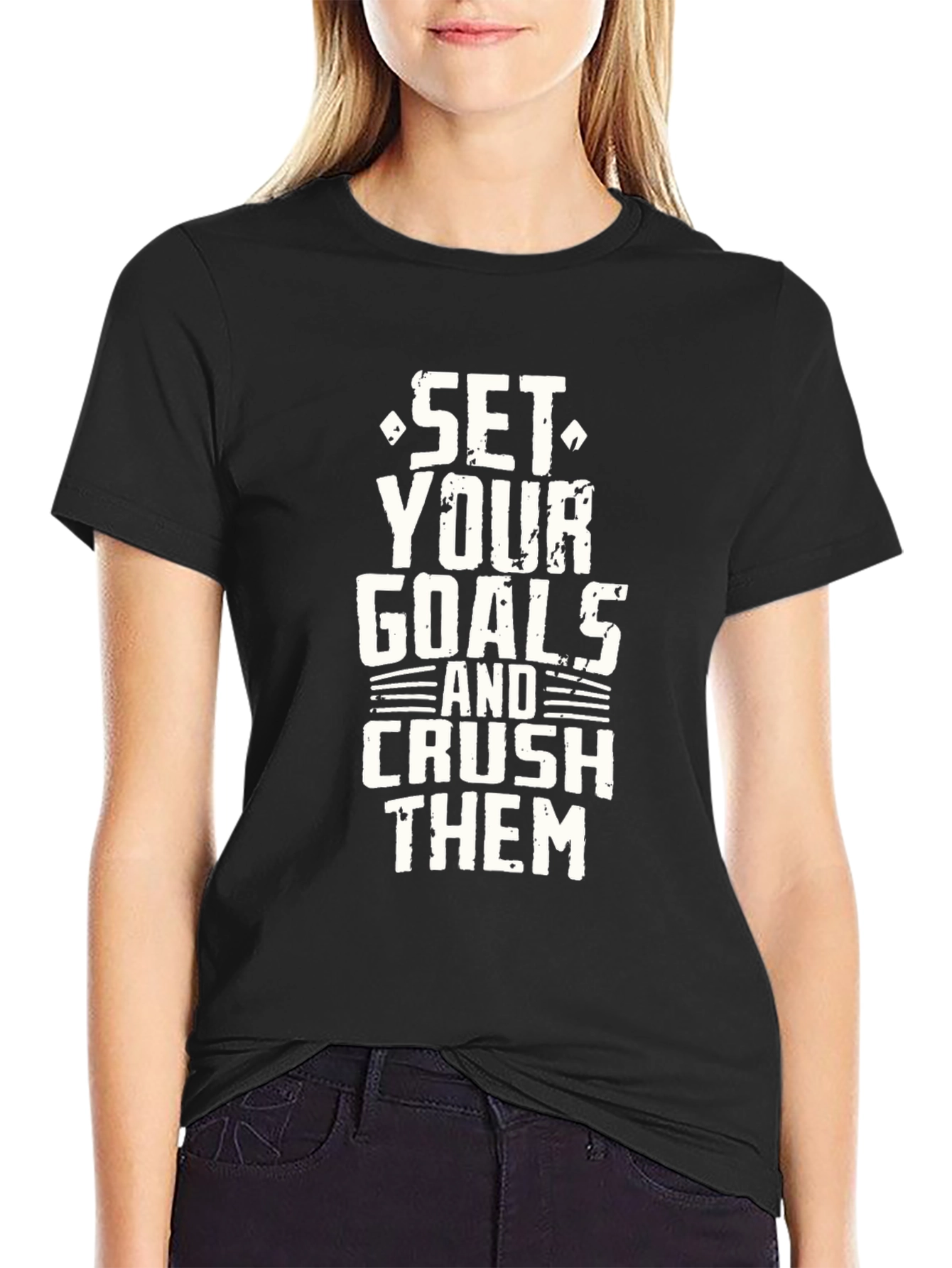 Set Your Goals Graphic T-Shirt - Black