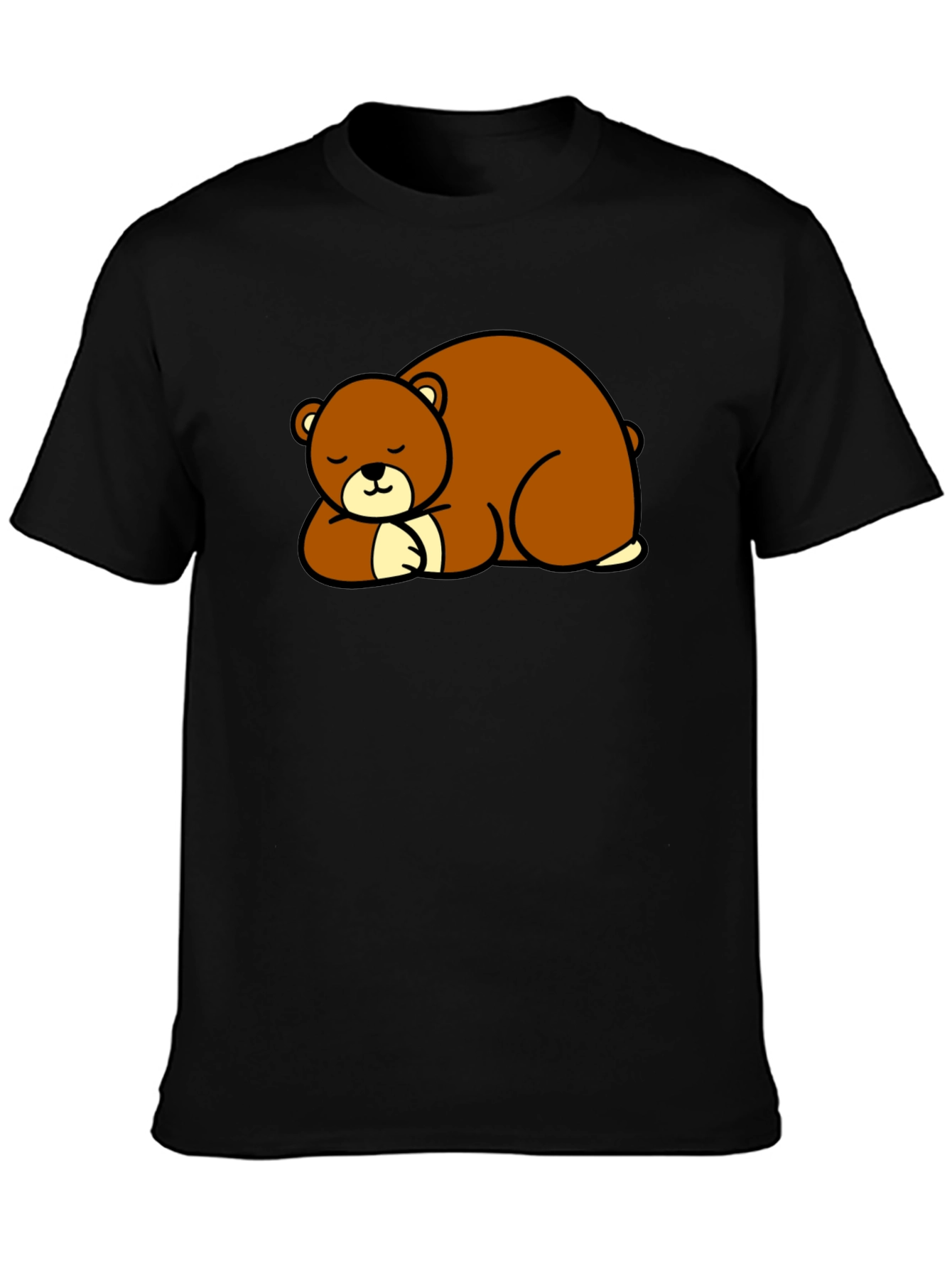 Cute Sleeping Bear Graphic Tee - Black