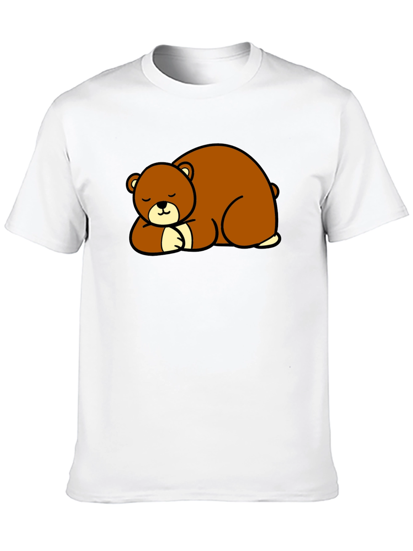 Cute Sleeping Bear Graphic Tee - Black