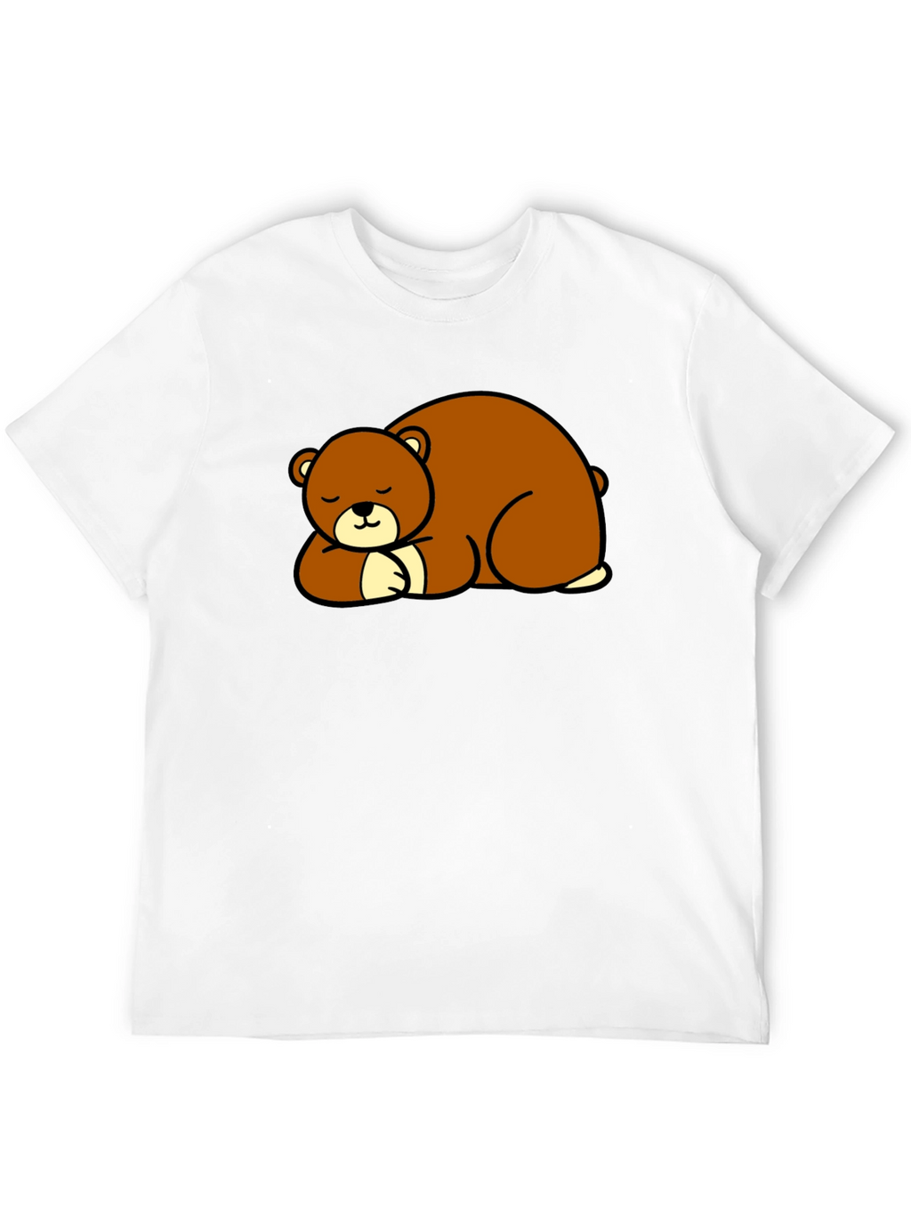 Cute Sleeping Bear Graphic Tee - Black