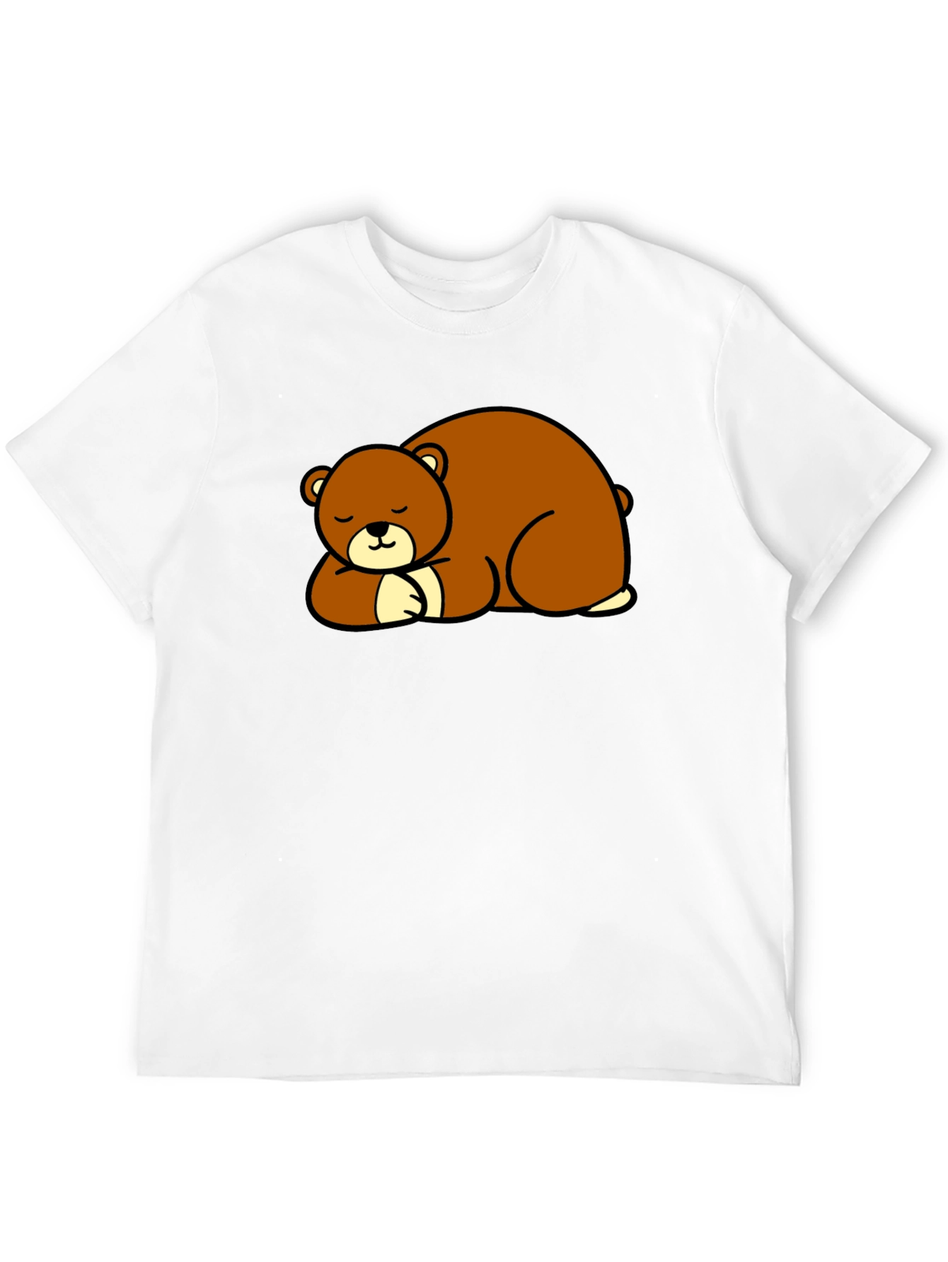 Cute Sleeping Bear Graphic Tee - Black
