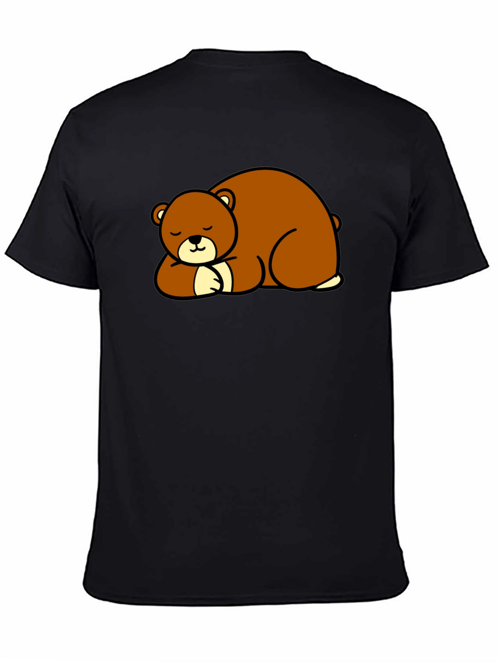 Cute Sleeping Bear Graphic Tee - Black