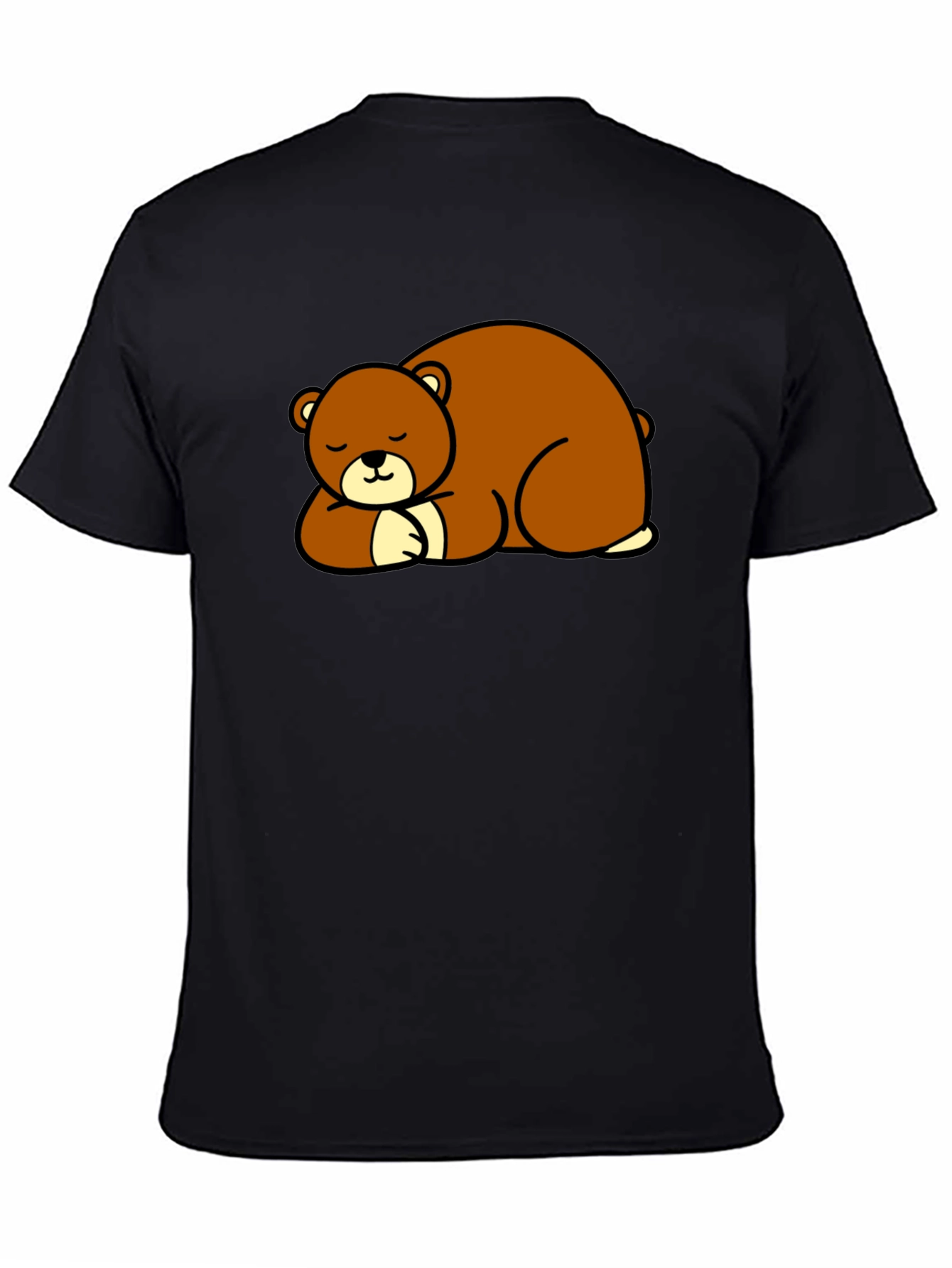 Cute Sleeping Bear Graphic Tee - Black