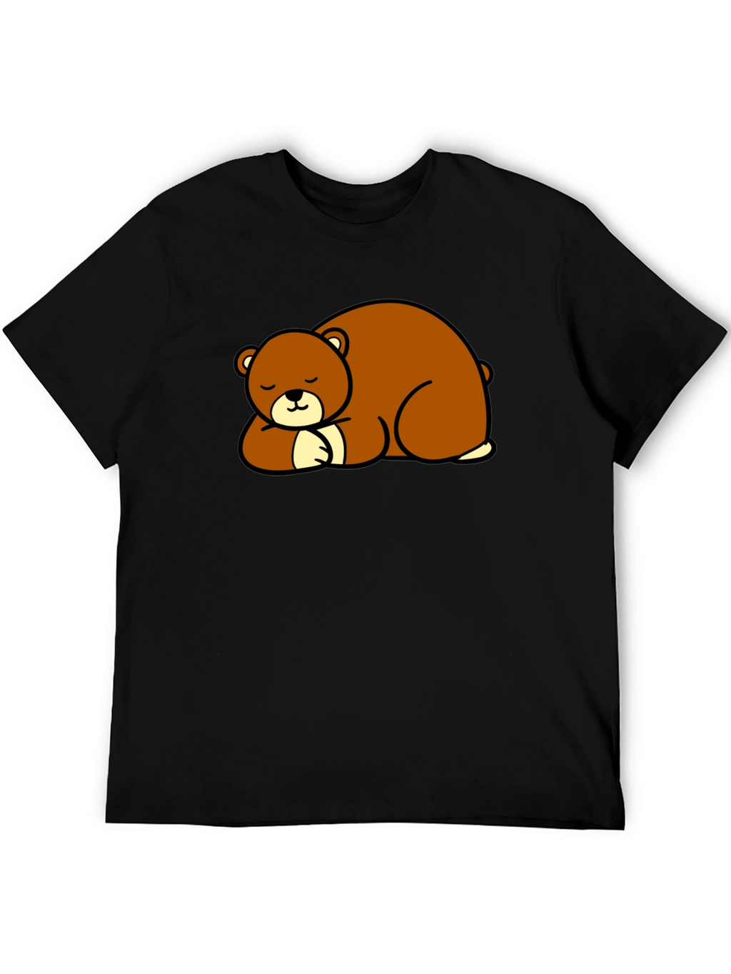 Cute Sleeping Bear Graphic Tee - Black