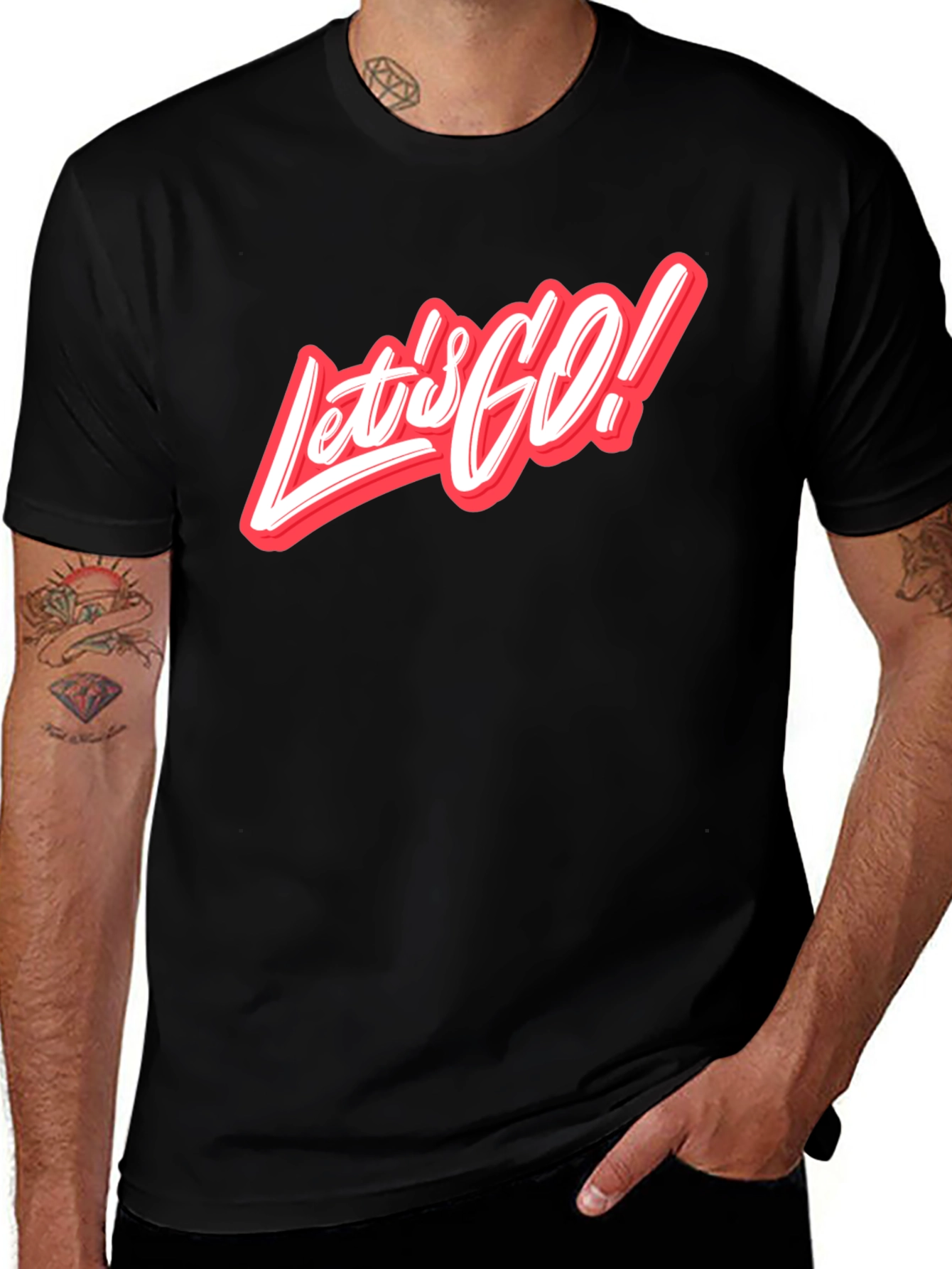 Lets Go Graphic Tee - Stylish Crew Neck T-Shirt