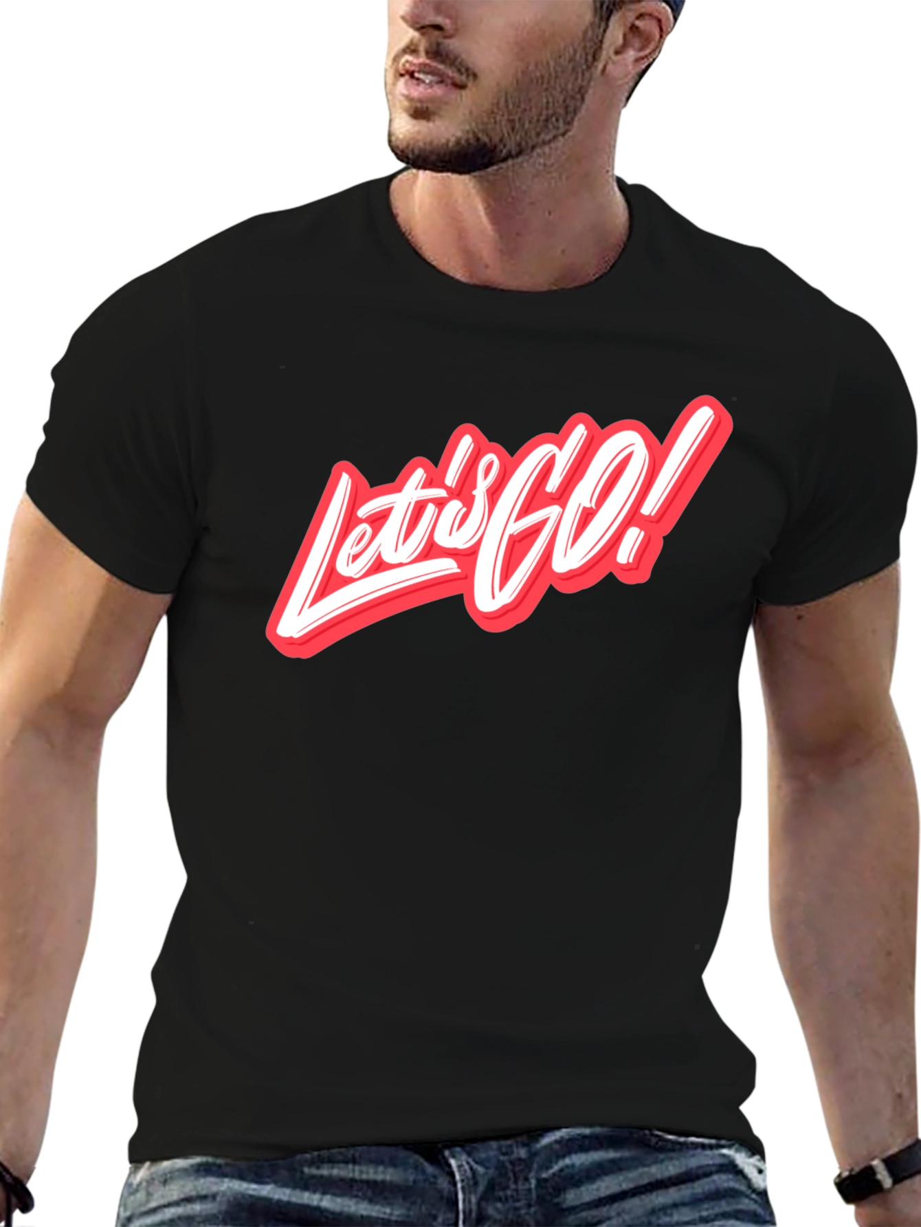 Lets Go Graphic Tee - Stylish Crew Neck T-Shirt