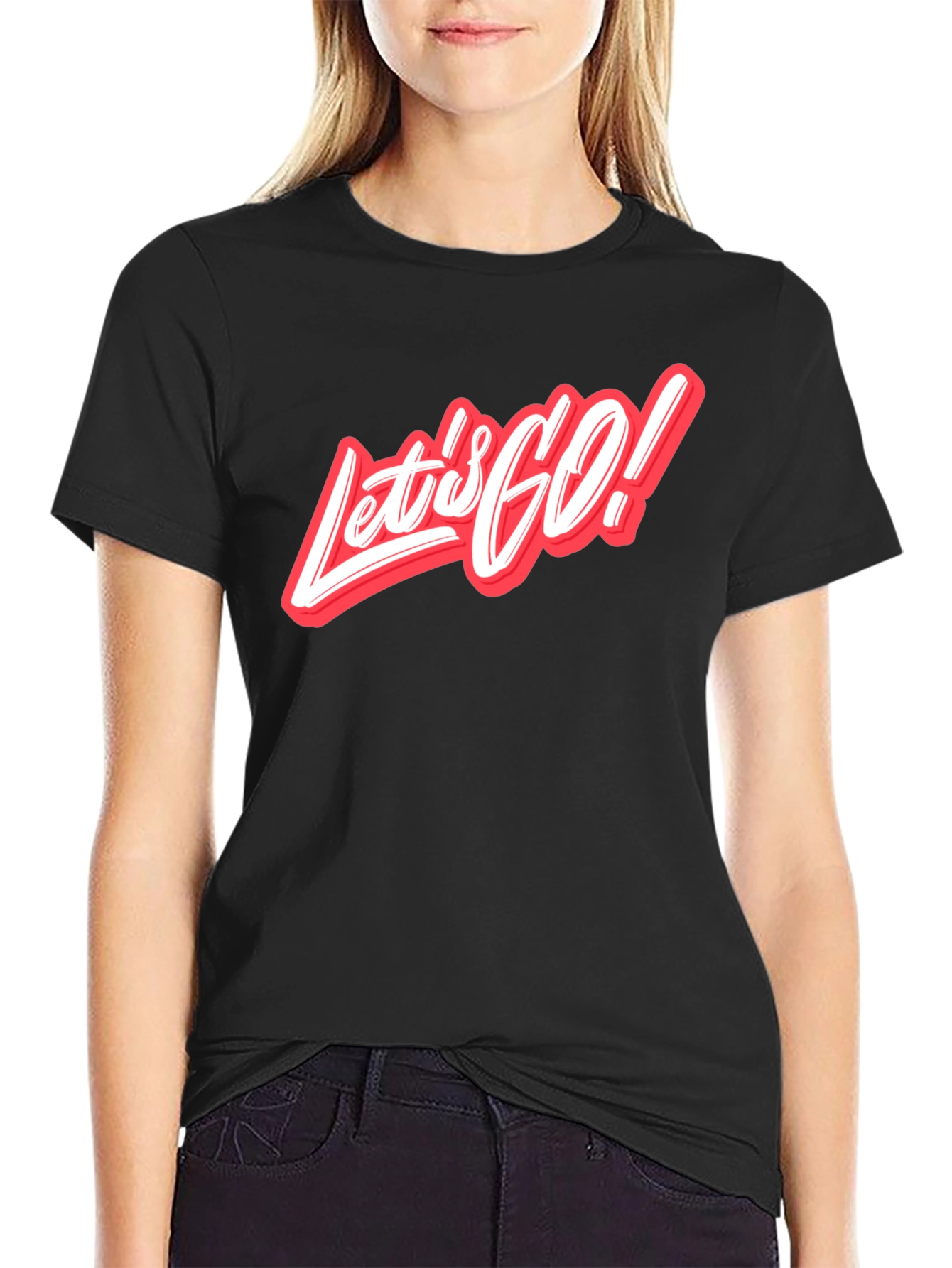 Lets Go Graphic Tee - Stylish Crew Neck T-Shirt