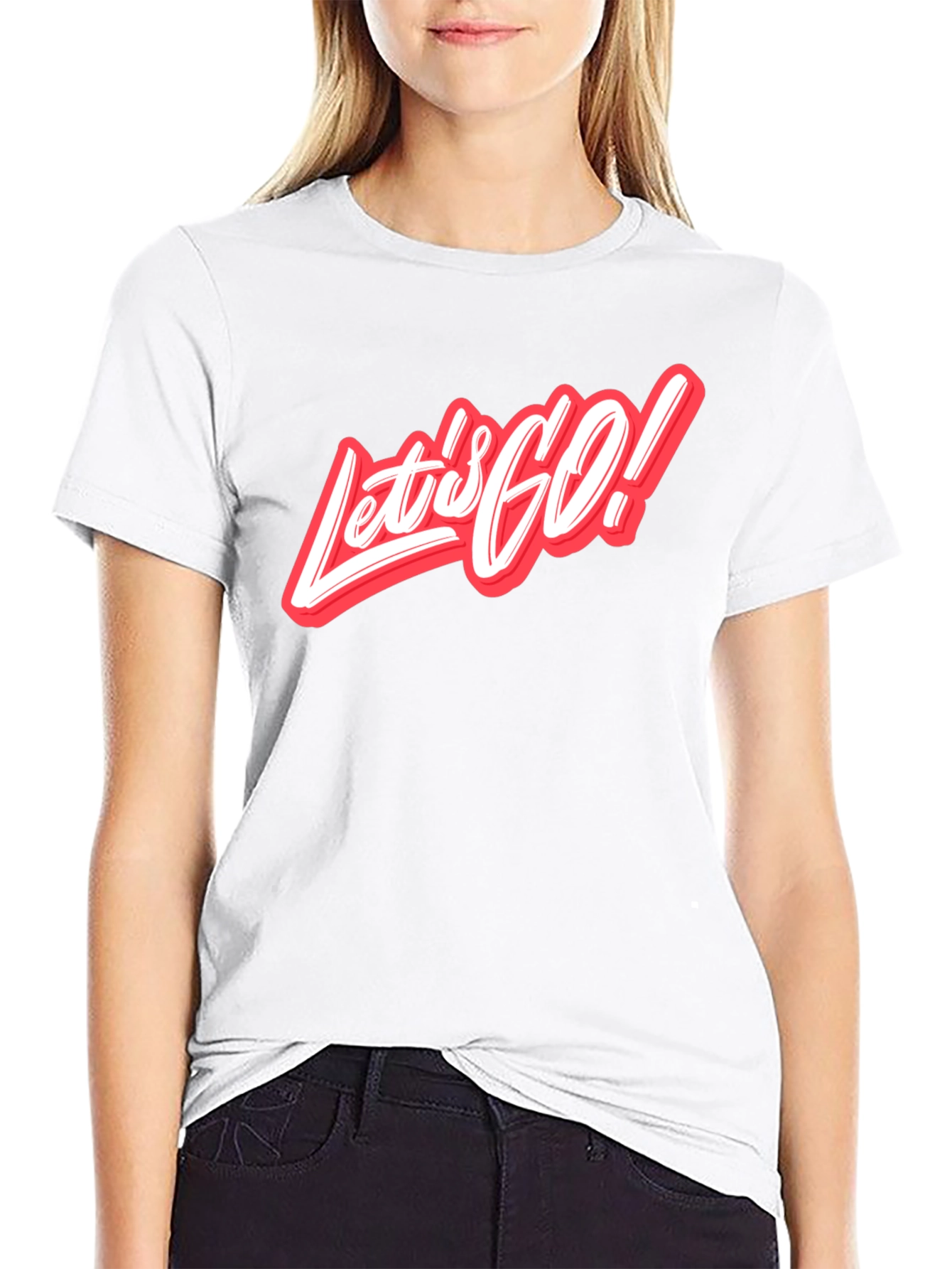 Lets Go Graphic Tee - Stylish Crew Neck T-Shirt