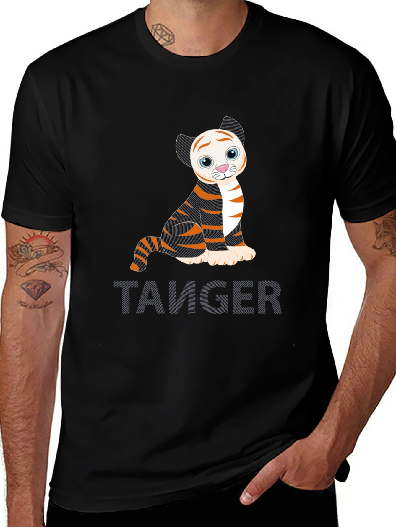 Cute Tiger Graphic Tee - Trendy Black T-Shirt