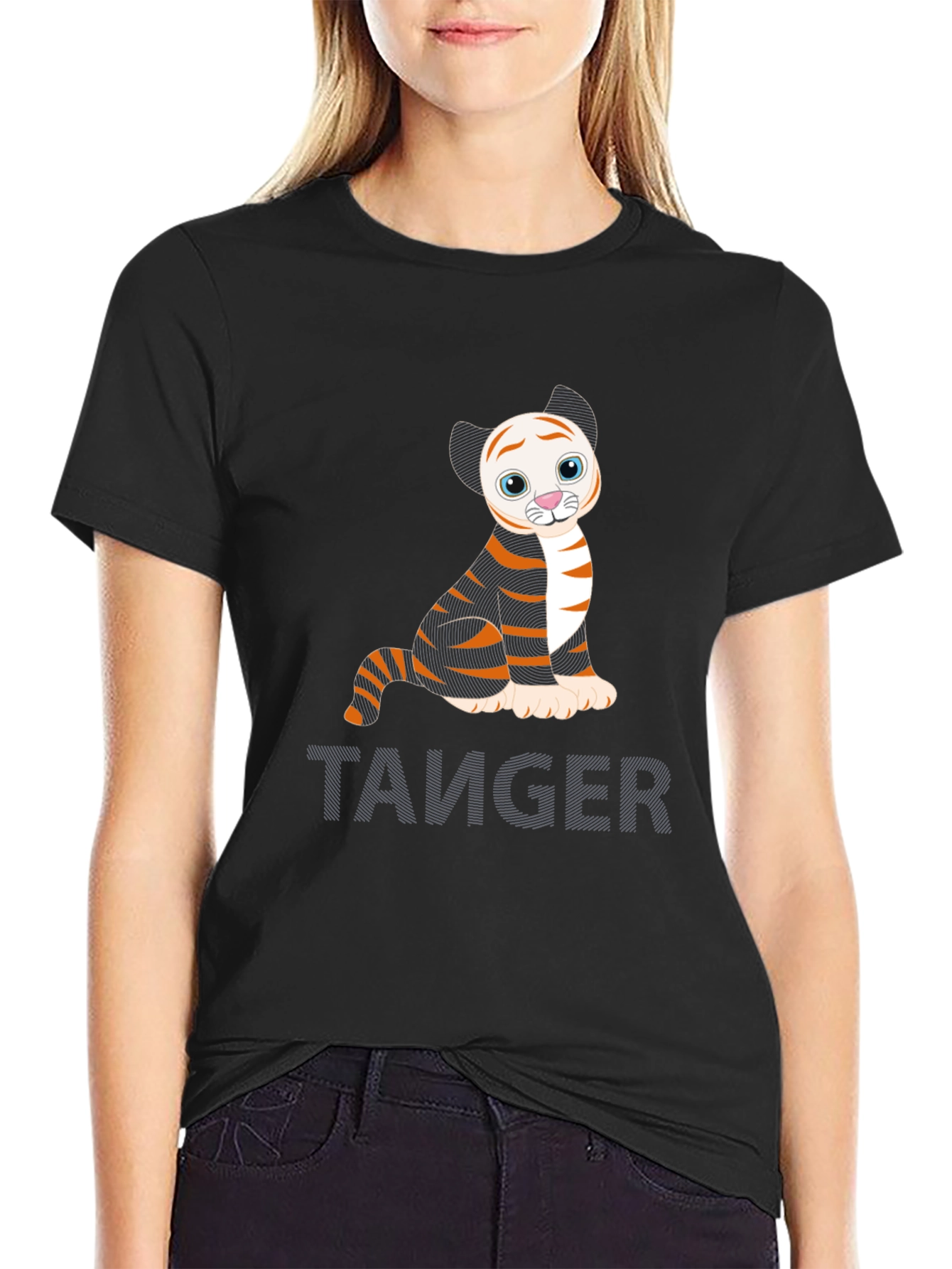 Cute Tiger Graphic Tee - Trendy Black T-Shirt