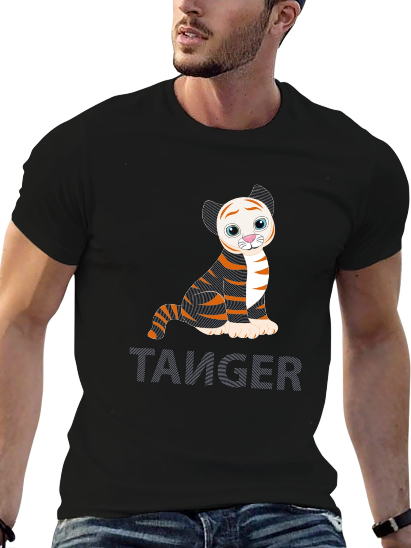 Cute Tiger Graphic Tee - Trendy Black T-Shirt