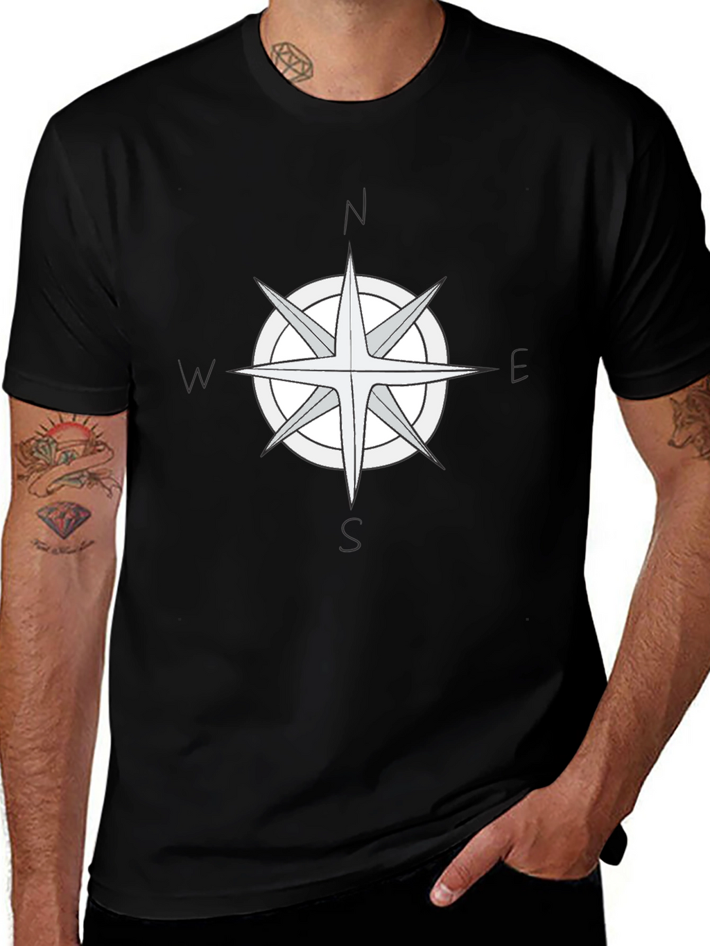 Compass Rose Graphic Tee - Black T-Shirt
