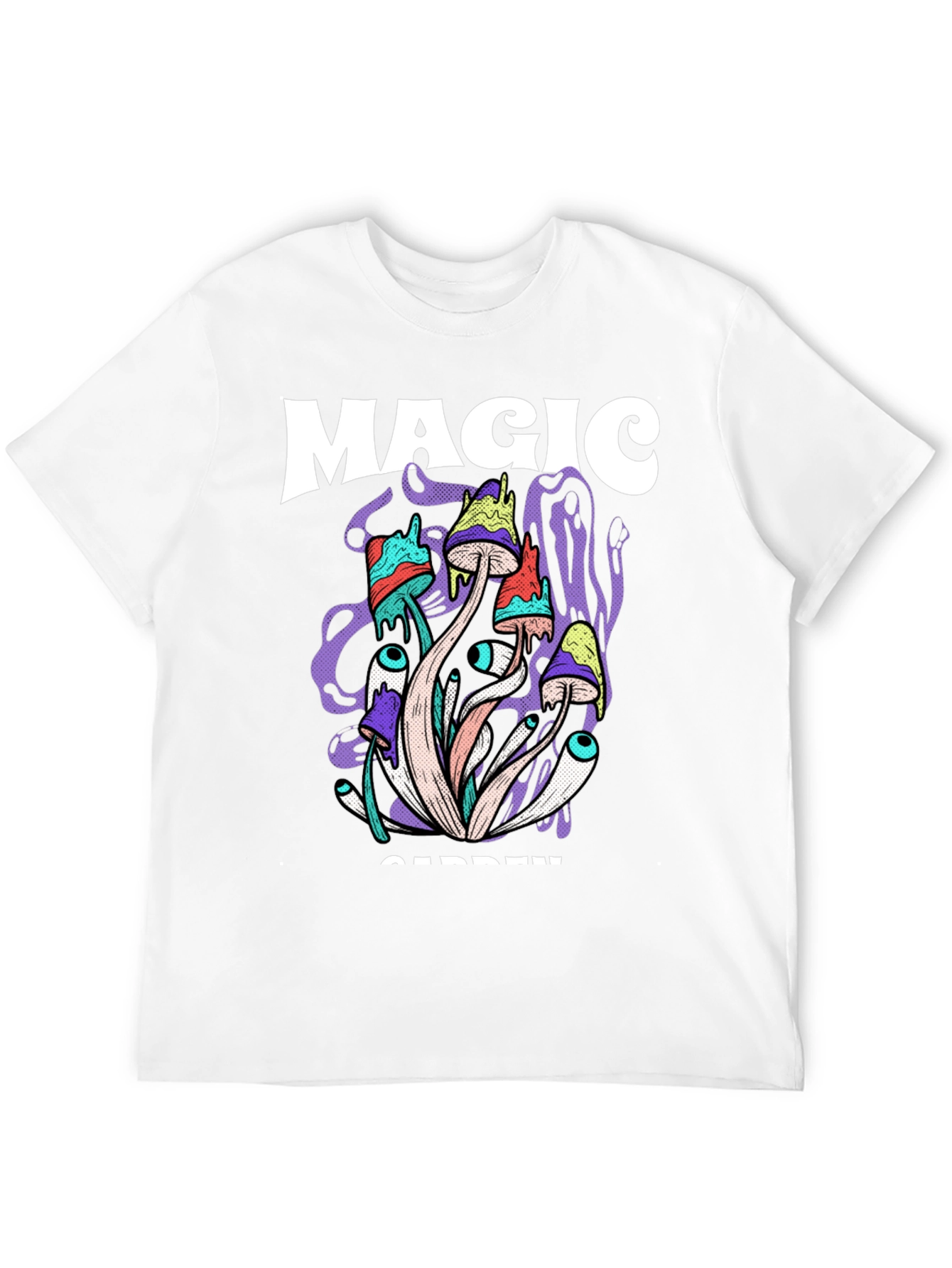 Magic Garden Graphic Tee - Psychedelic Mushroom Design