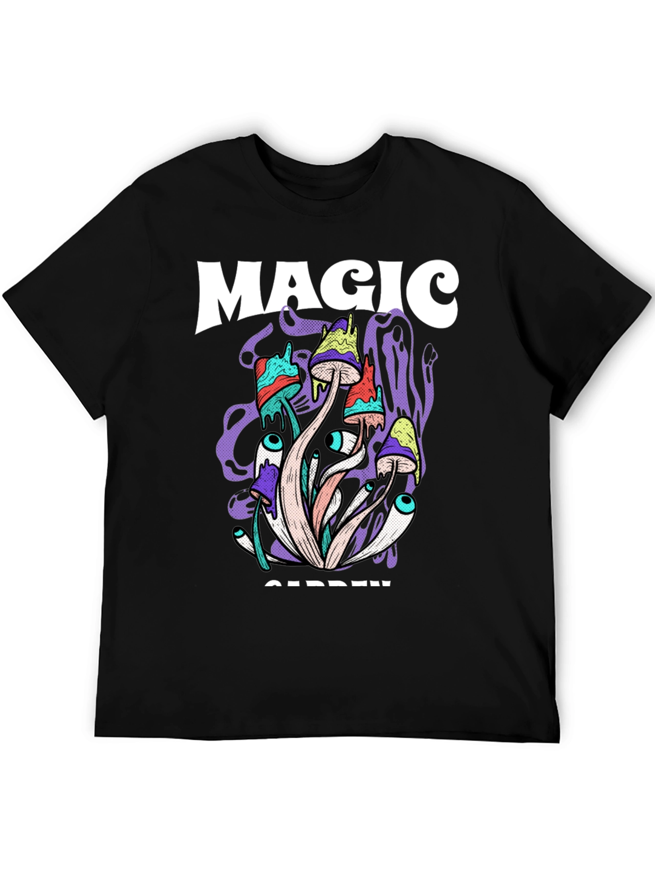 Magic Garden Graphic Tee - Psychedelic Mushroom Design