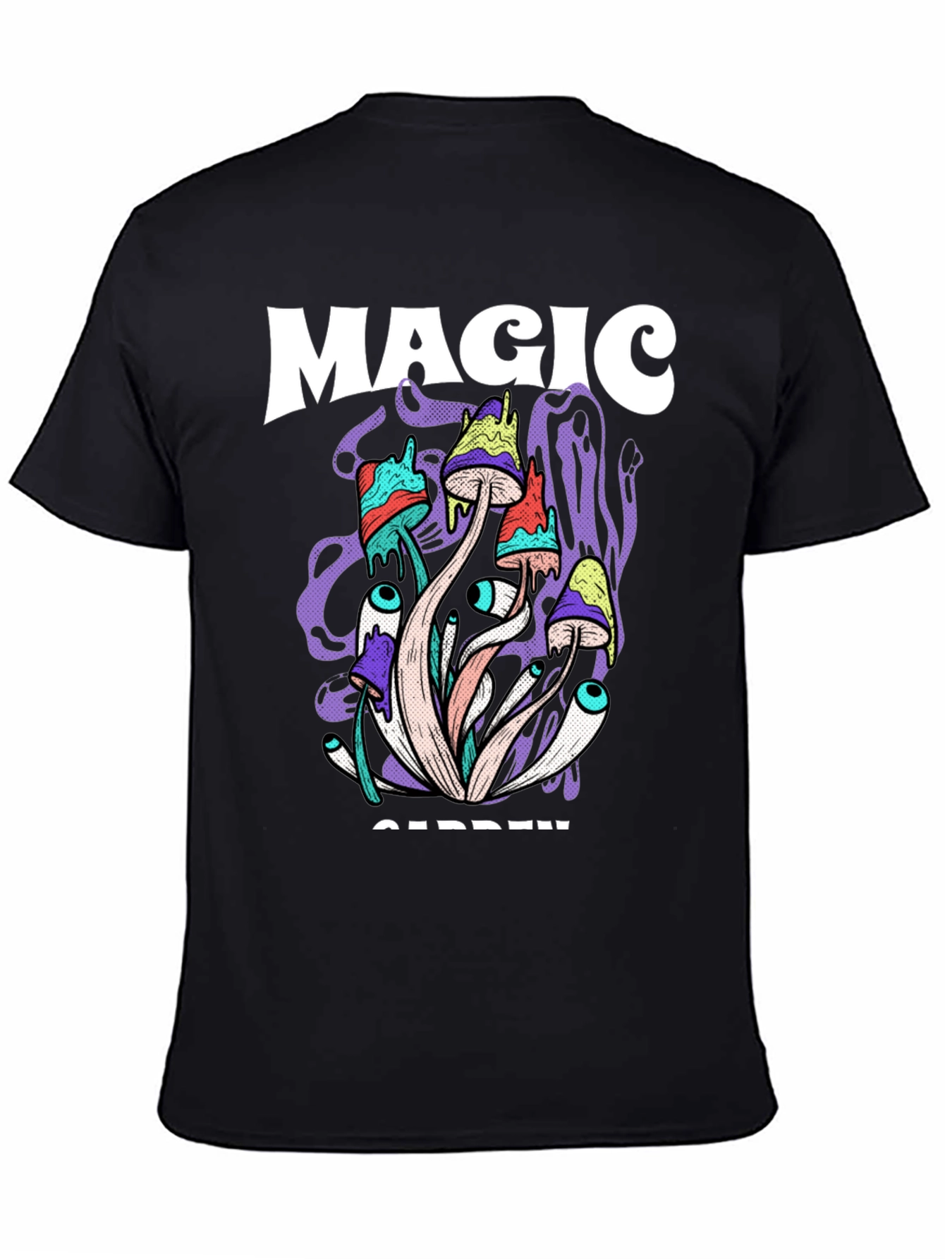 Magic Garden Graphic Tee - Psychedelic Mushroom Design