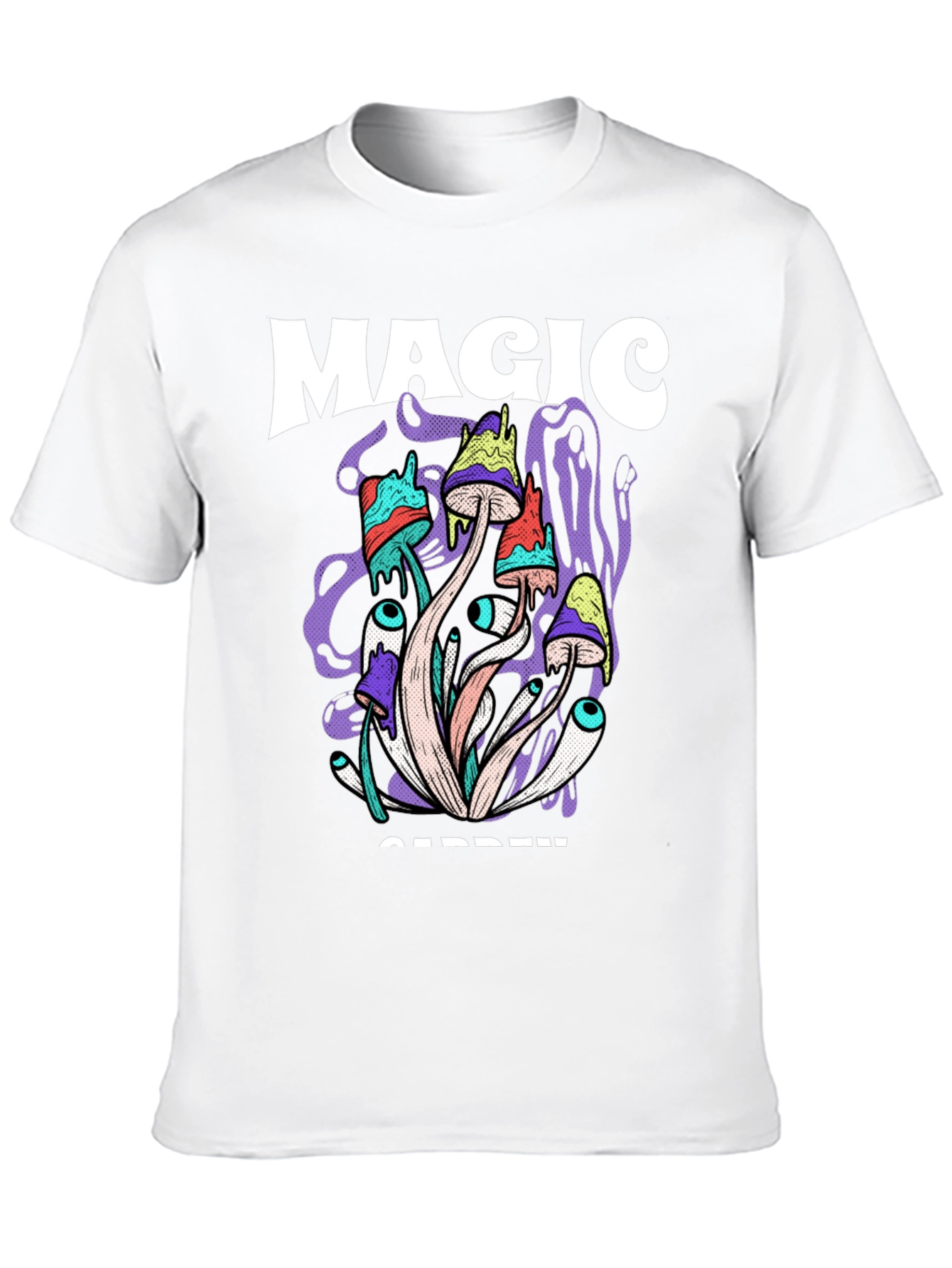 Magic Garden Graphic Tee - Psychedelic Mushroom Design