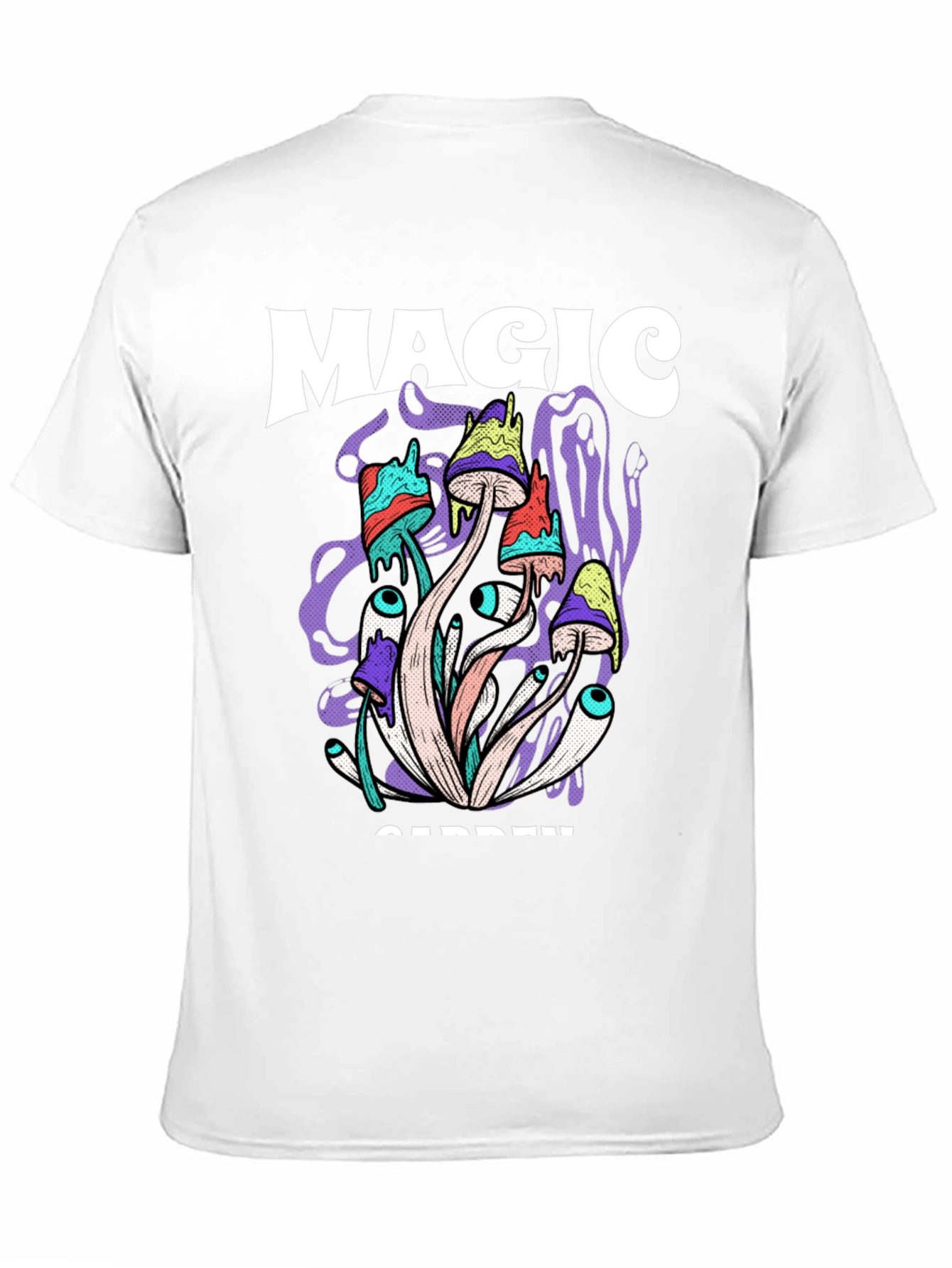 Magic Garden Graphic Tee - Psychedelic Mushroom Design
