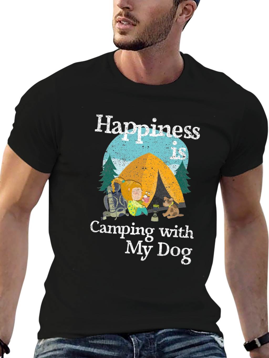 Camping With My Dog Graphic Tee