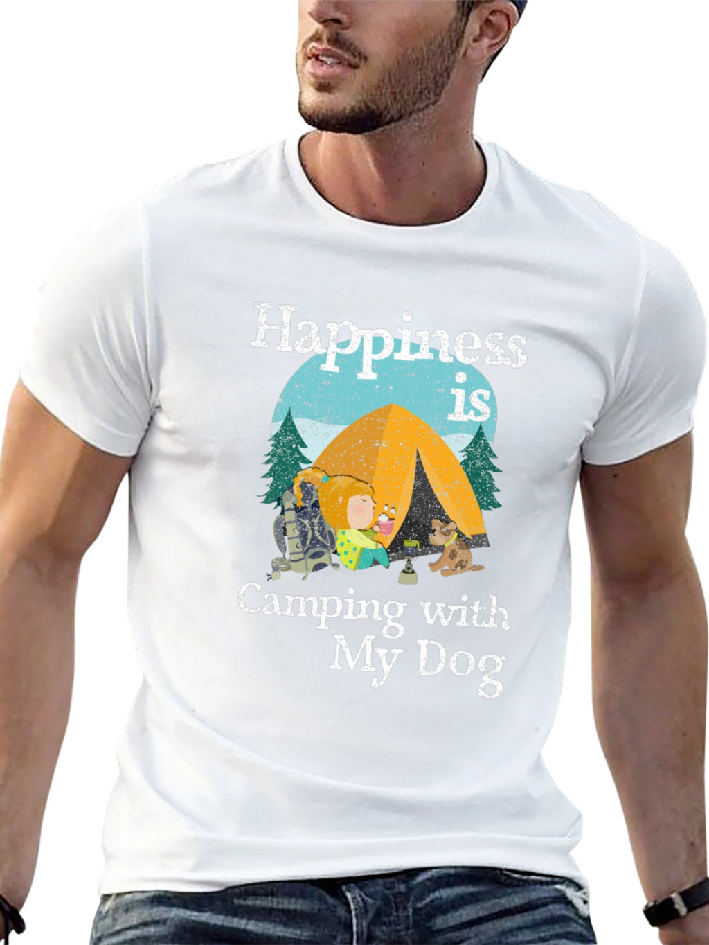 Camping With My Dog Graphic Tee
