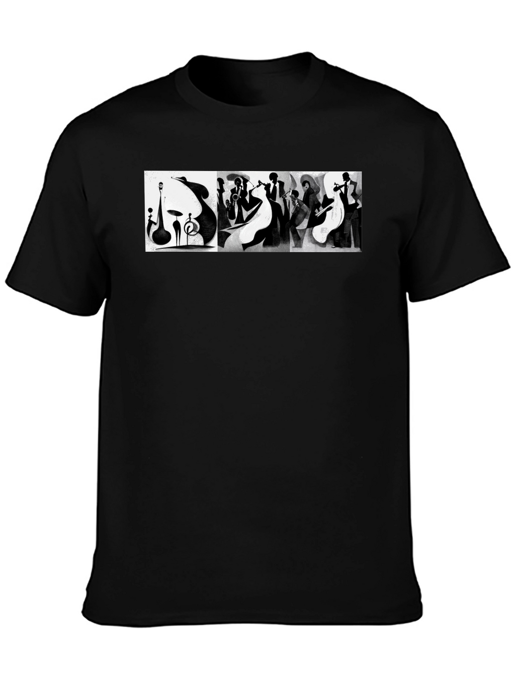 Abstract Jazz Music Band Black T-Shirt