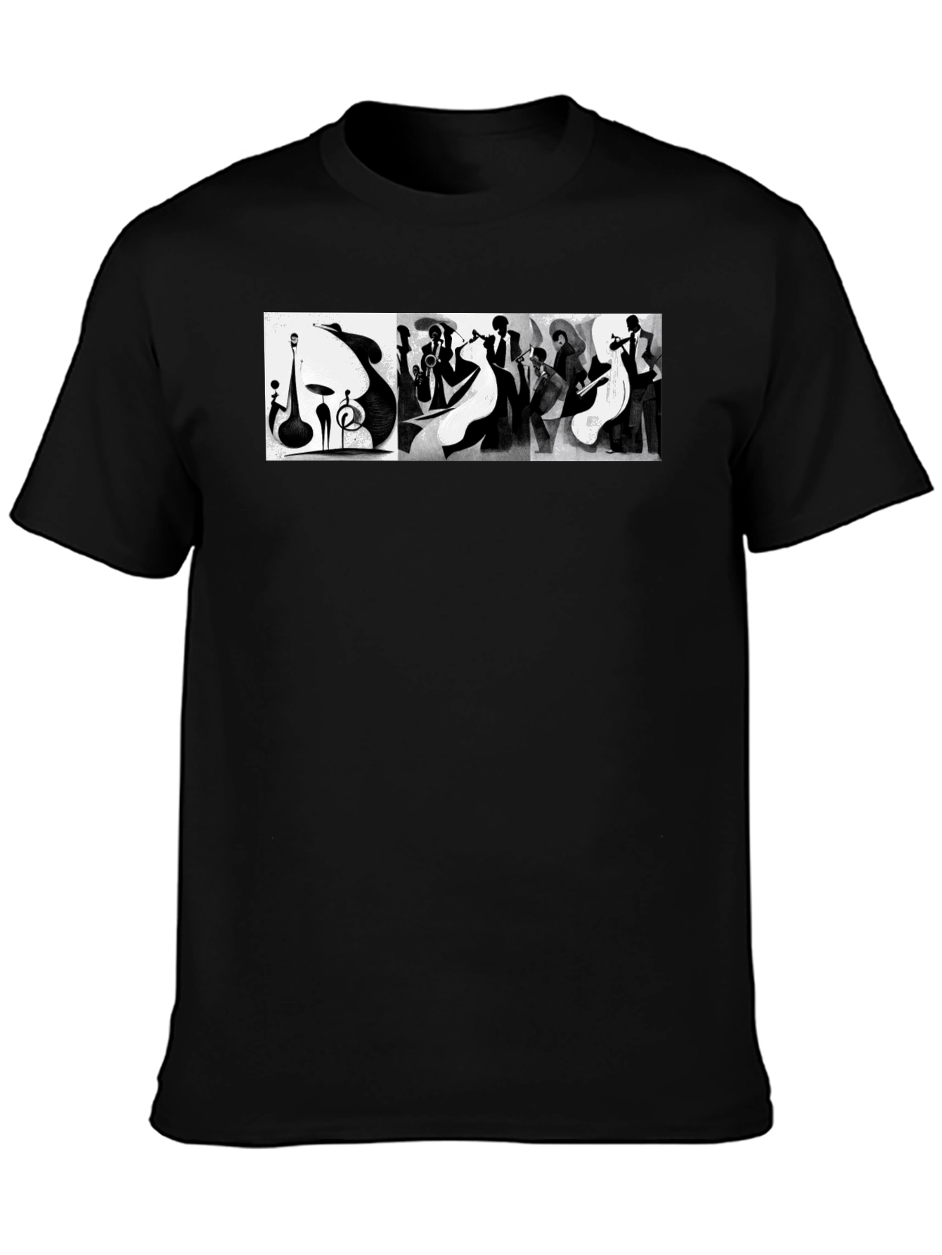 Abstract Jazz Music Band Black T-Shirt