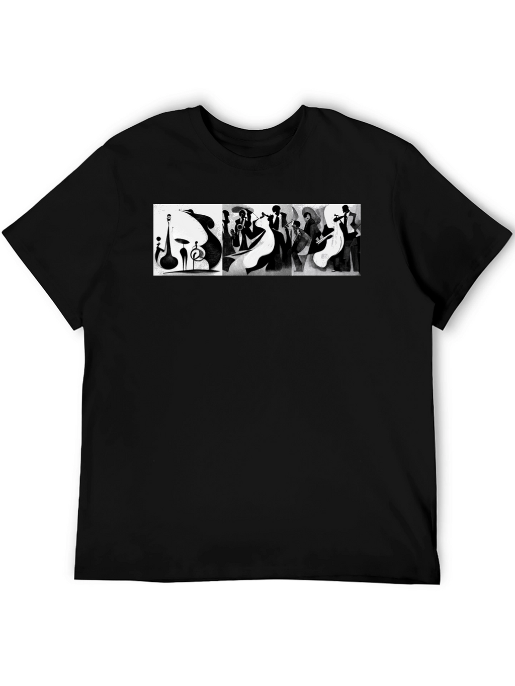 Abstract Jazz Music Band Black T-Shirt