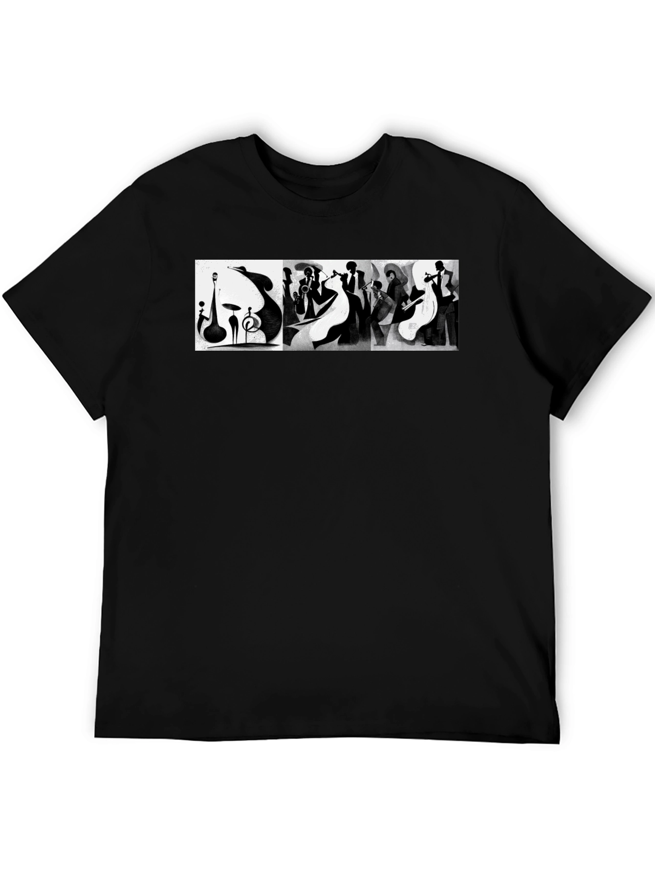 Abstract Jazz Music Band Black T-Shirt