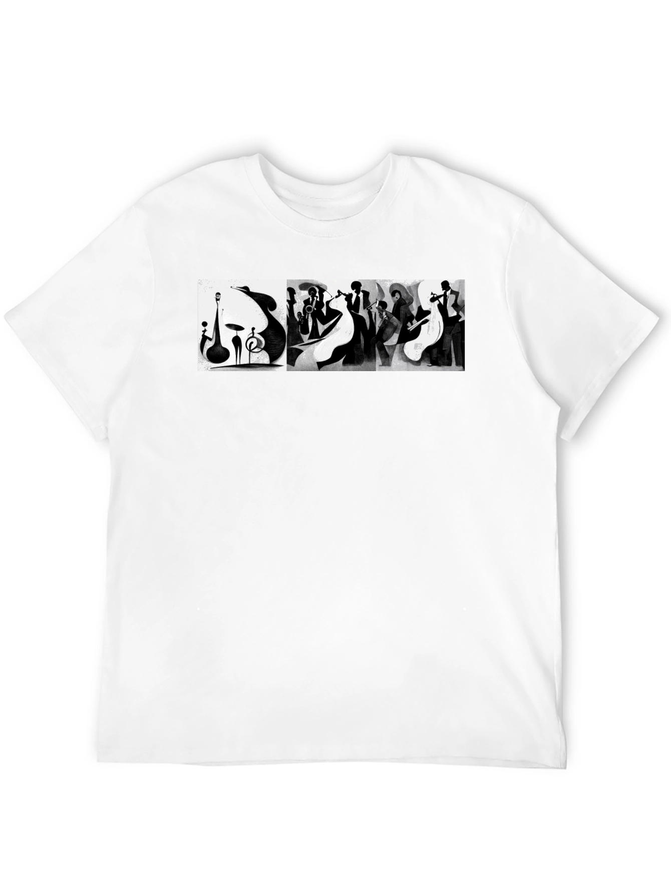 Abstract Jazz Music Band Black T-Shirt