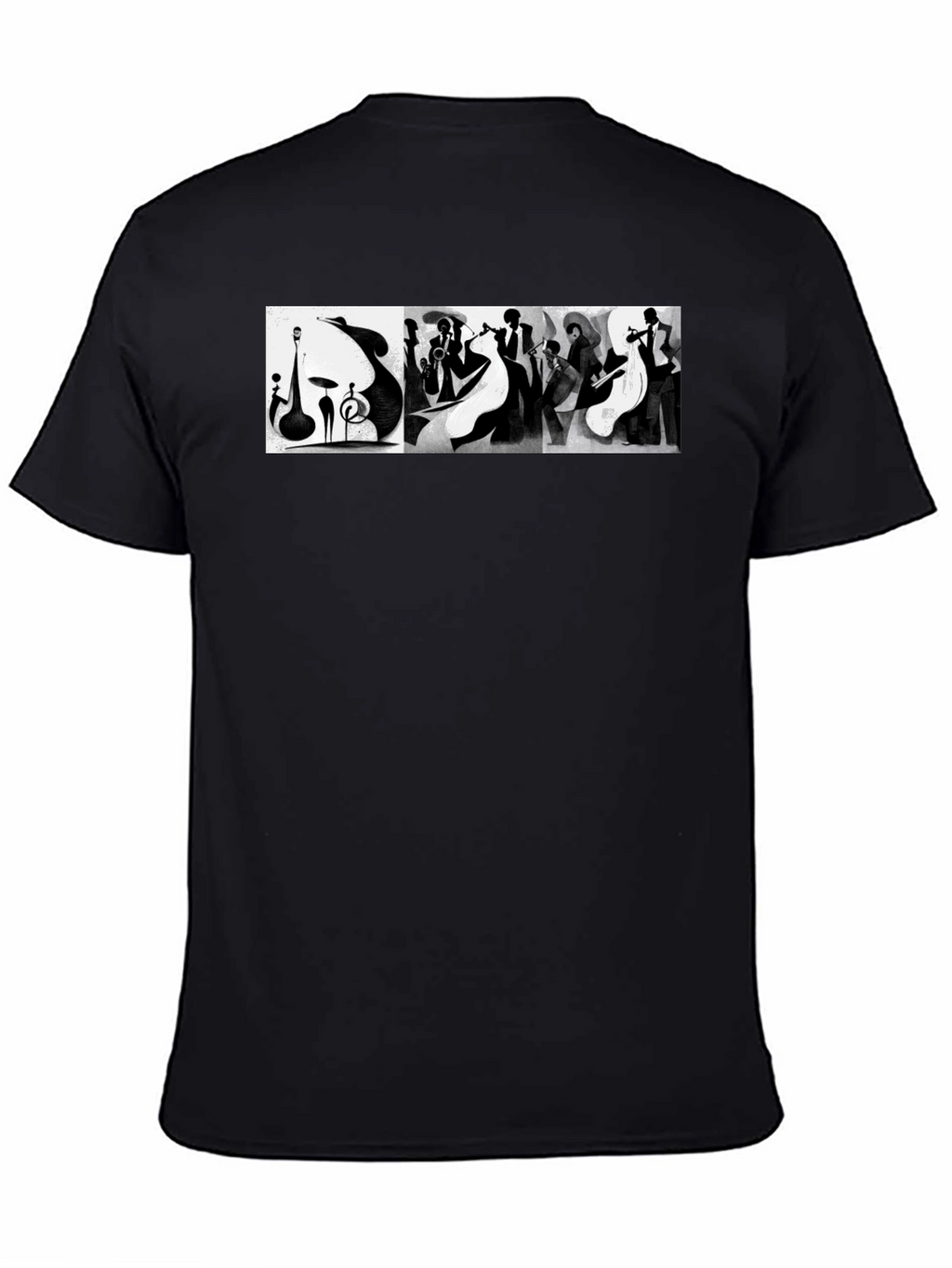 Abstract Jazz Music Band Black T-Shirt
