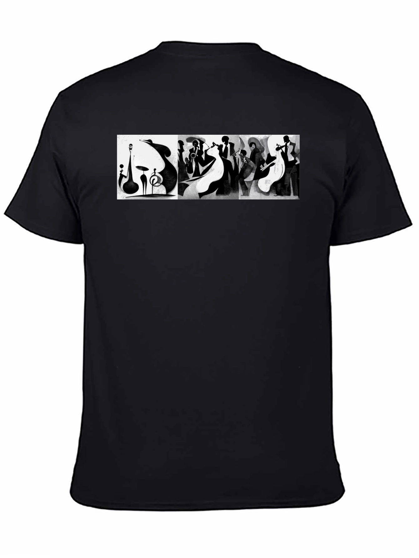 Abstract Jazz Music Band Black T-Shirt