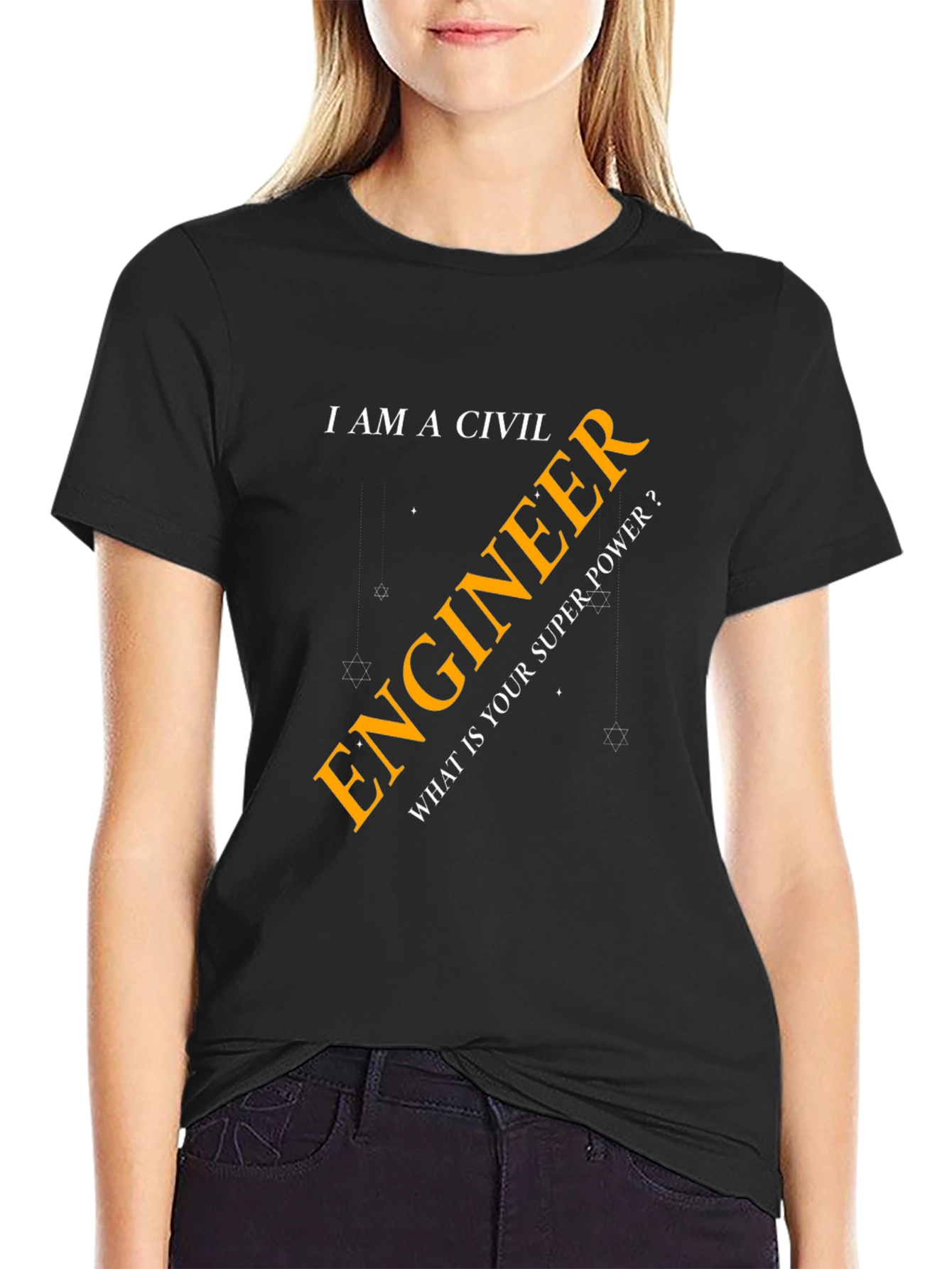 Civil Engineer Superpower T-Shirt - Black Cotton Tee