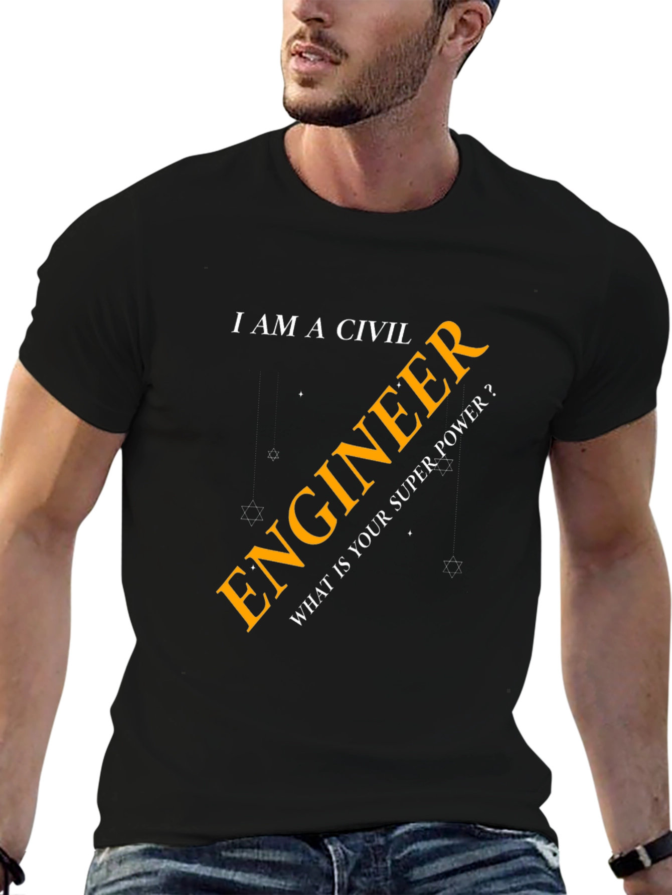 Civil Engineer Superpower T-Shirt - Black Cotton Tee