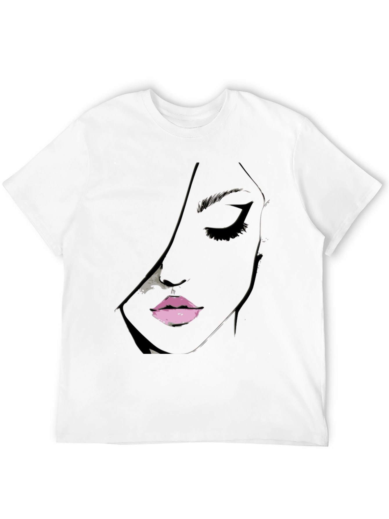 Black Tee with Abstract Face Design