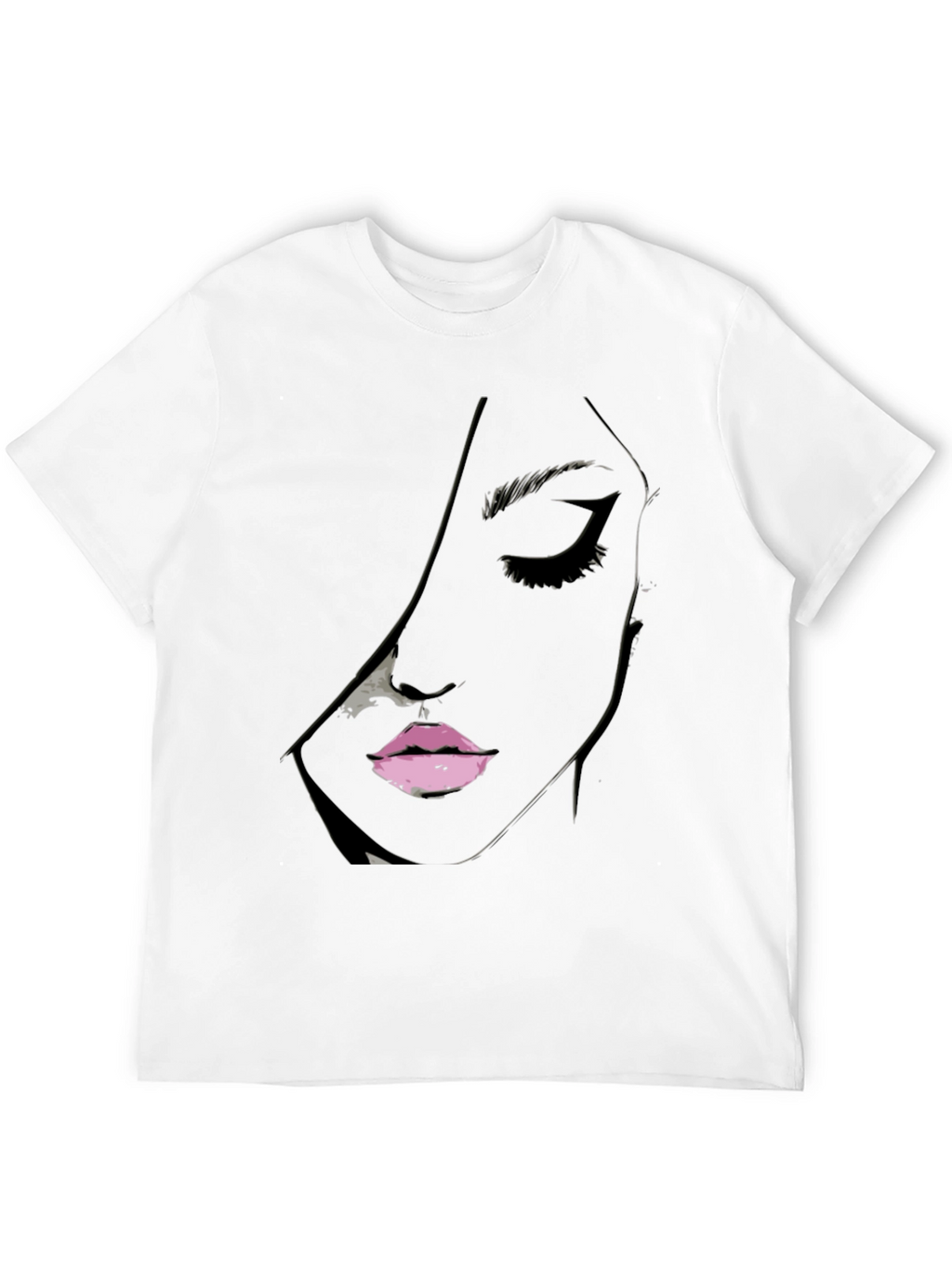 Black Tee with Abstract Face Design