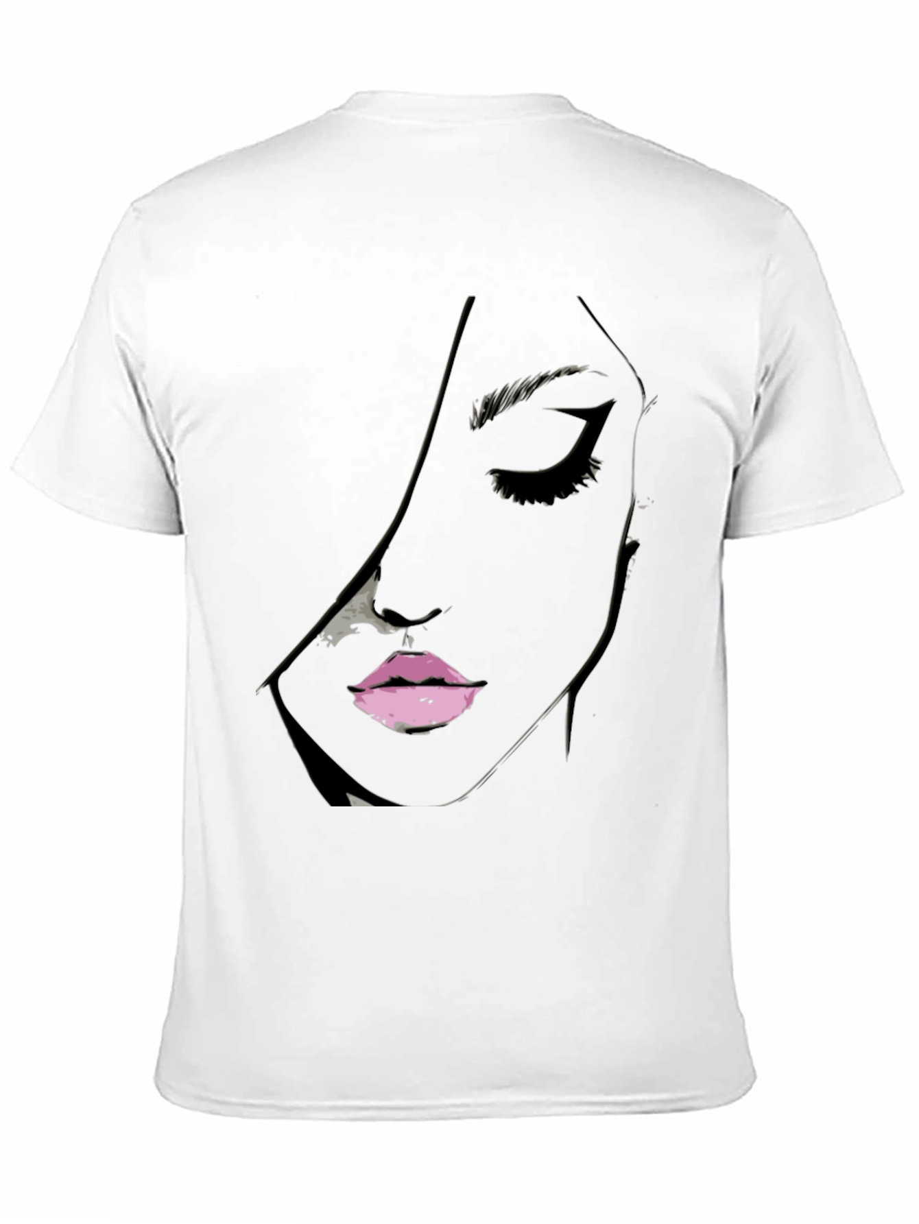 Black Tee with Abstract Face Design