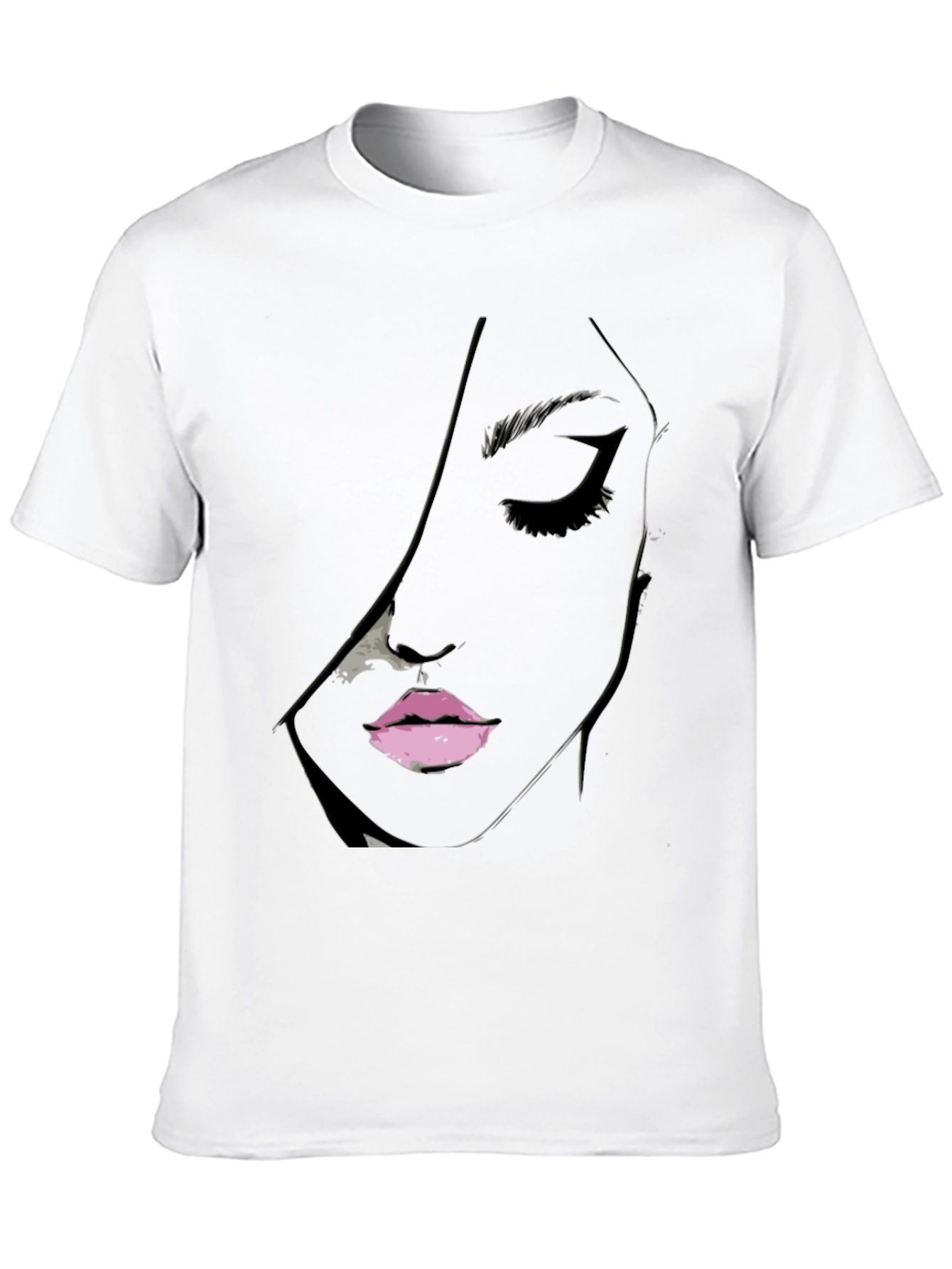 Black Tee with Abstract Face Design