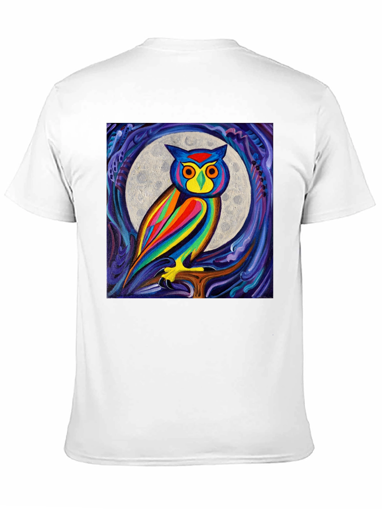 Colorful Owl Moon Art Graphic T-Shirt