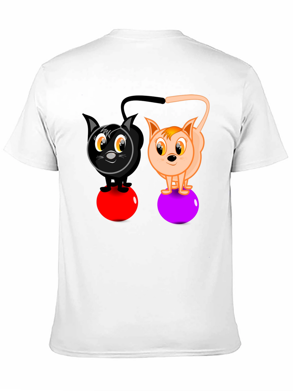 Cartoon Cats on Balls Graphic T-Shirt