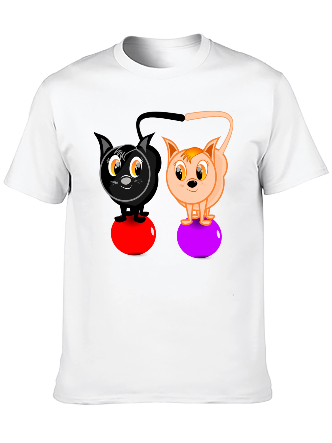 Cartoon Cats on Balls Graphic T-Shirt
