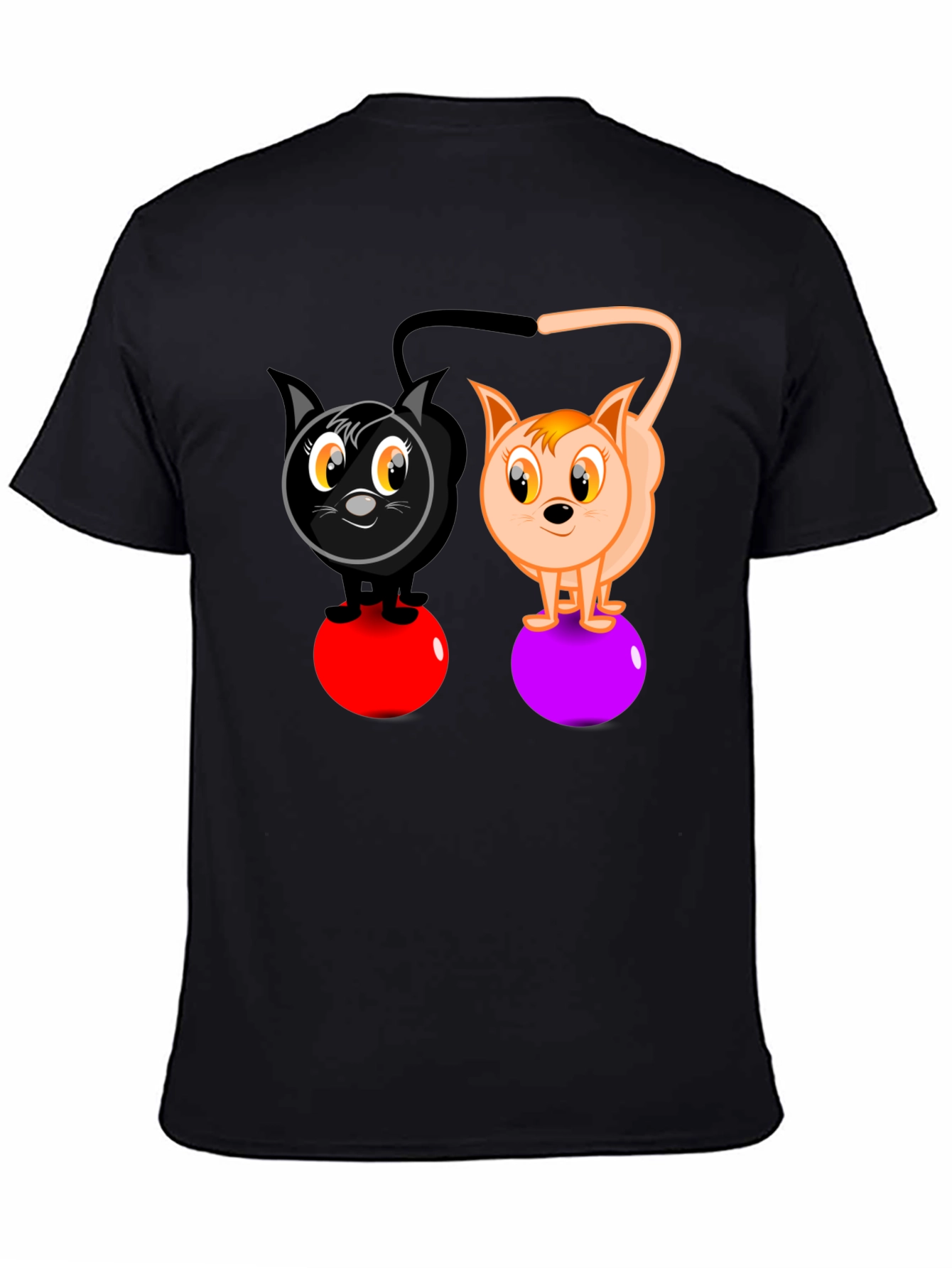 Cartoon Cats on Balls Graphic T-Shirt