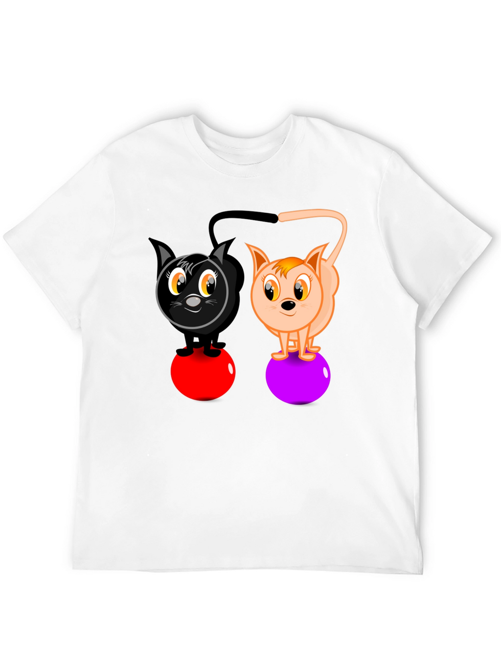 Cartoon Cats on Balls Graphic T-Shirt