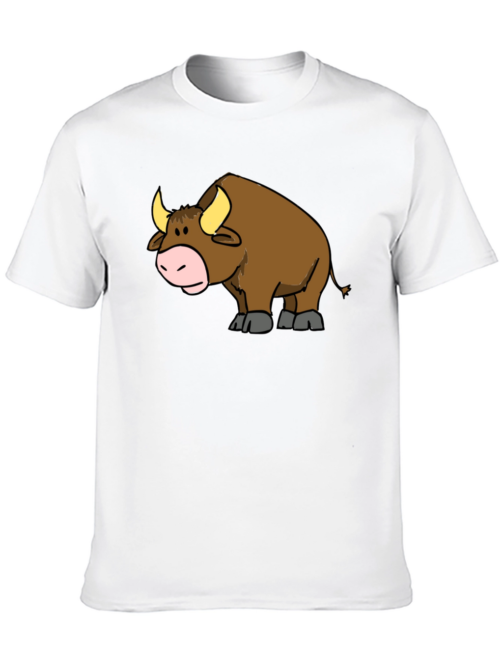 Cartoon Bull Graphic T-Shirt - Black