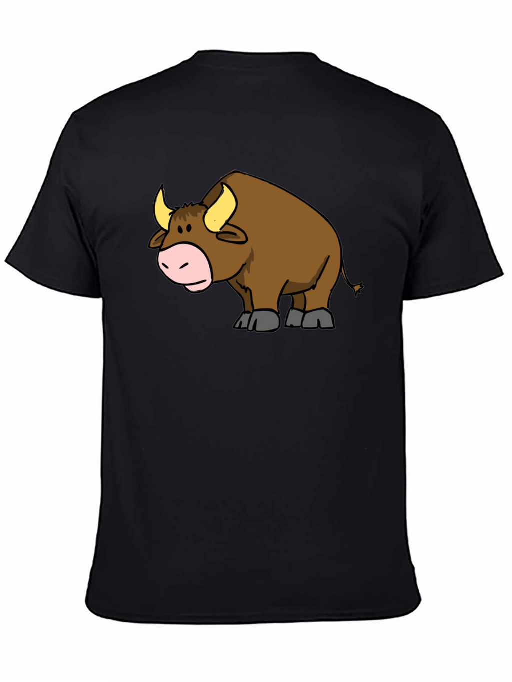 Cartoon Bull Graphic T-Shirt - Black