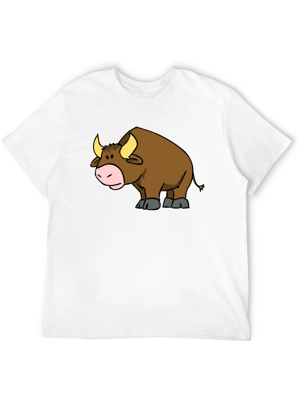 Cartoon Bull Graphic T-Shirt - Black